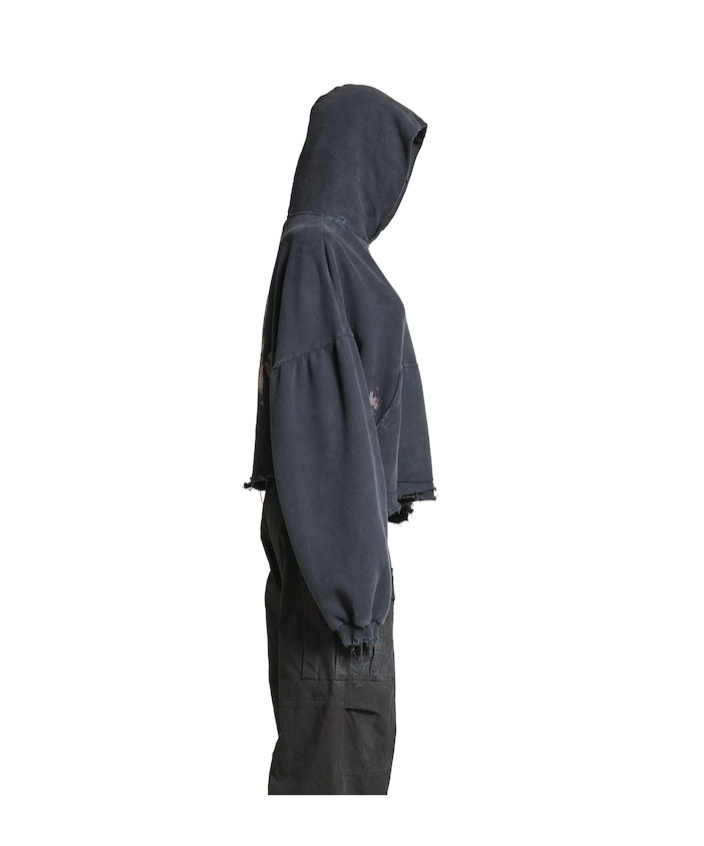 Balenciaga Nail Polish Cropped Hoodie In Faded Black In Faded Black