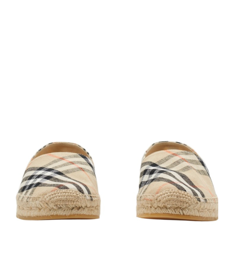 Burberry Canvas Check Pattern Espadrilles With Round Toe In Sand