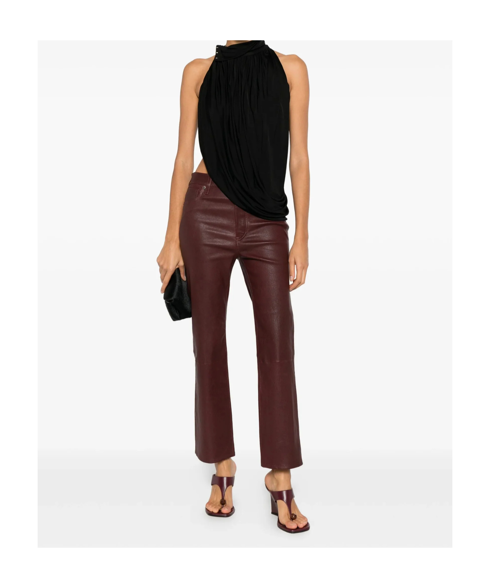 Frame Leather Pant  In Red