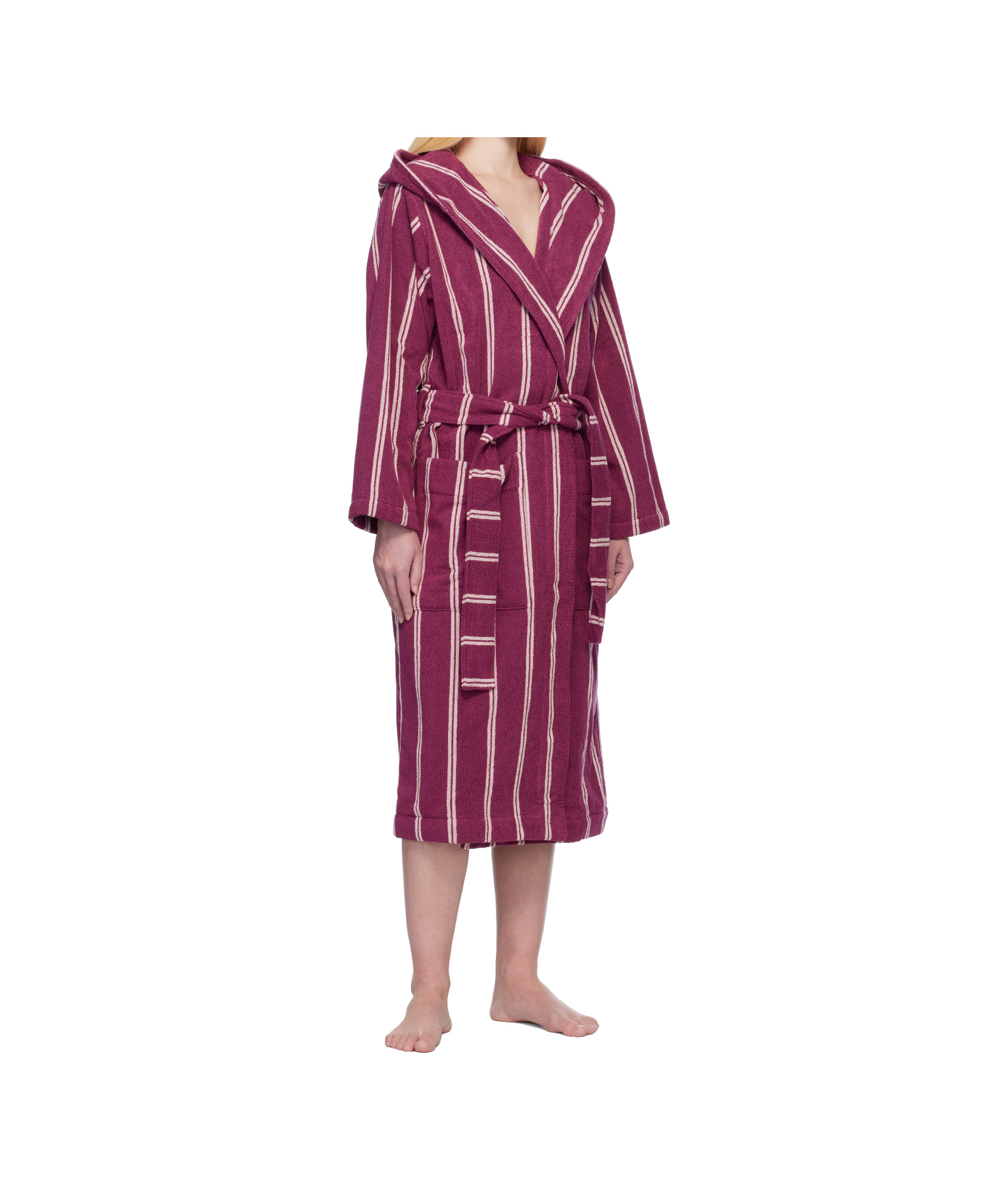 Tekla Hooded Bathrobe In Red