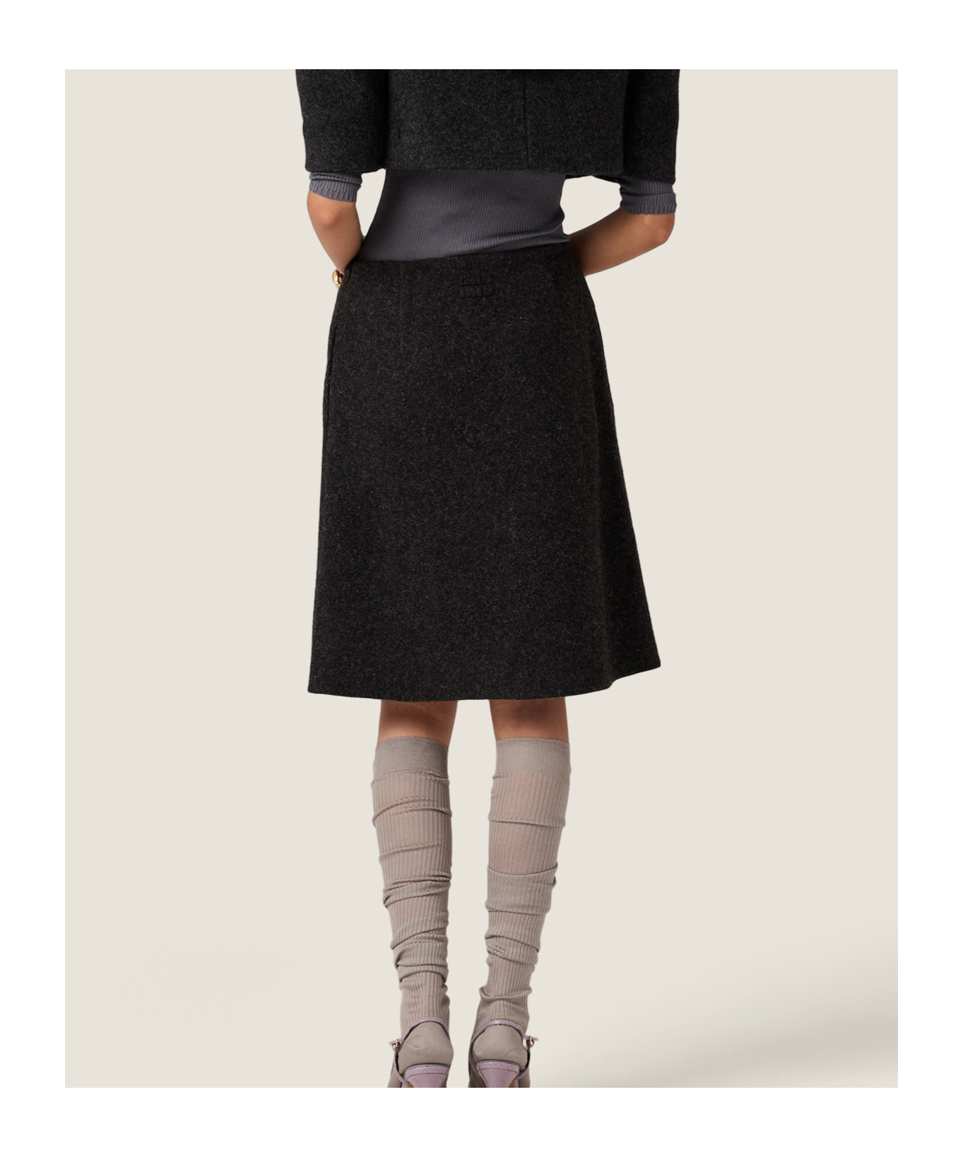 Miu Miu Shetland Wool Skirt In Gray