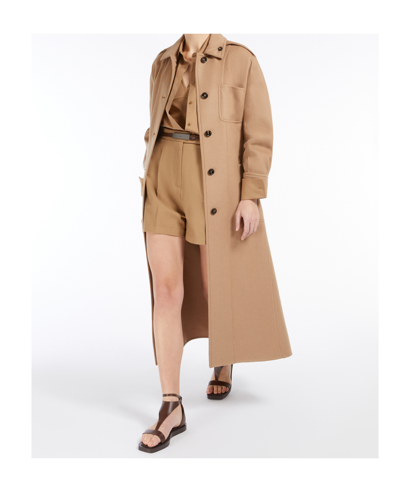 Max Mara Fitted Top With Deep V-neckline In Nude