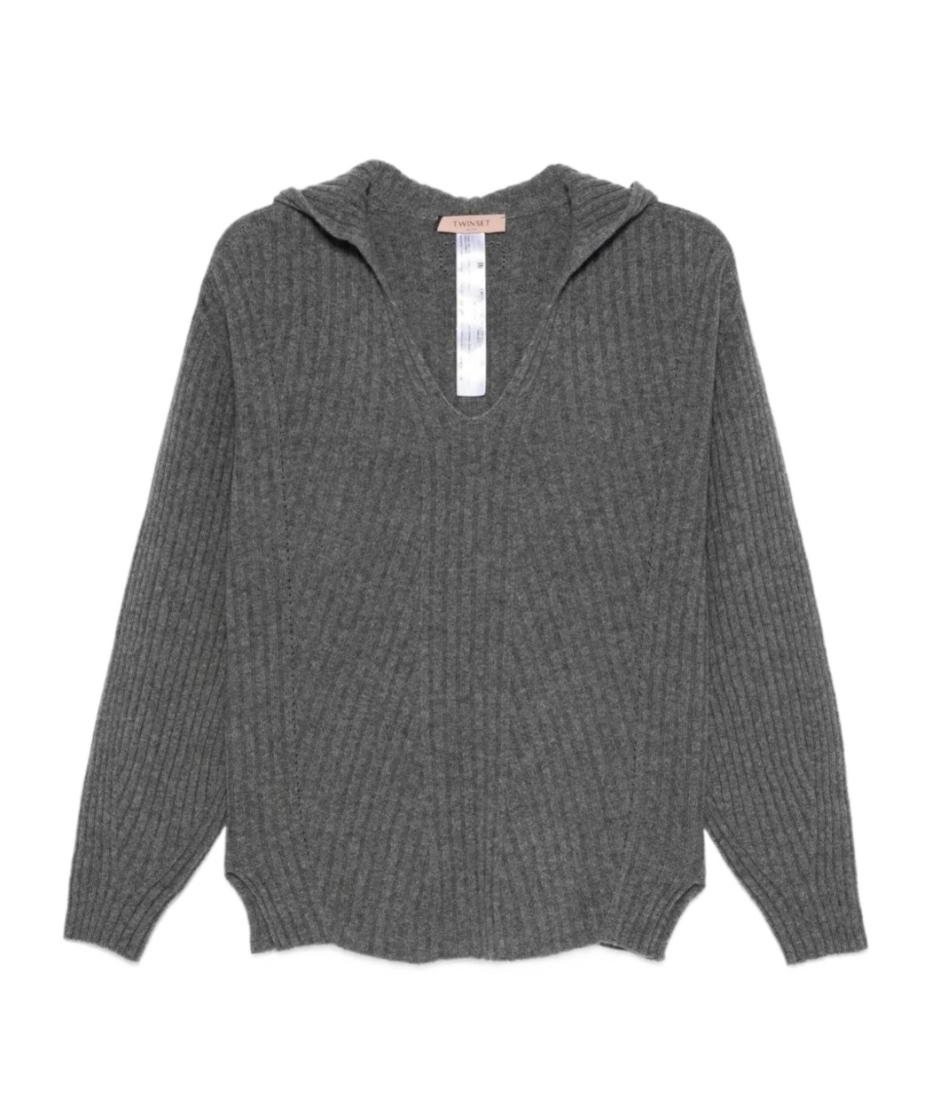 Twinset Twin-set Relaxed-fit Top With Deep V-neckline In Gray
