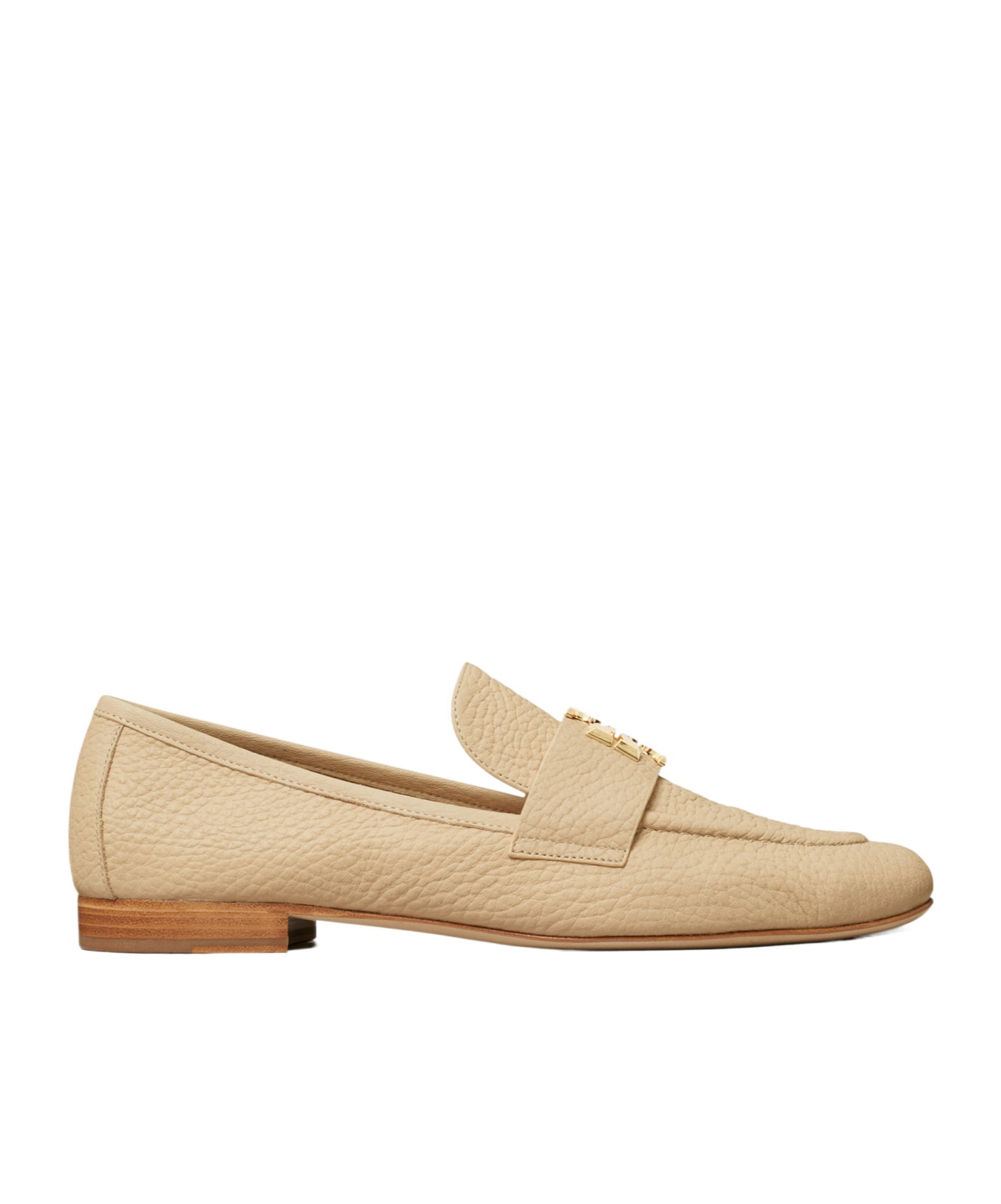 Tory Burch Double T-plaque Leather Loafers In Nude