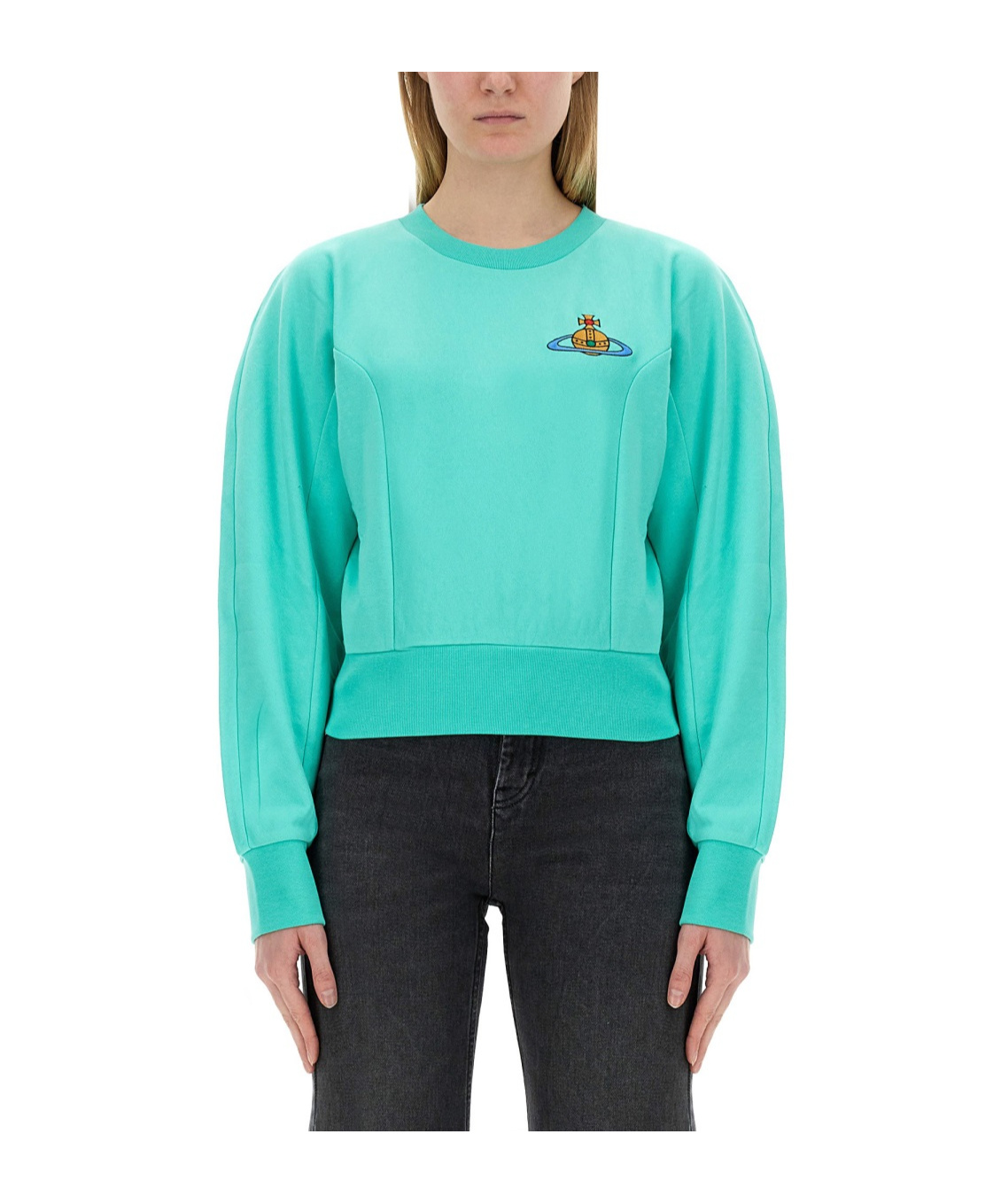 Vivienne Westwood Orb-embroidered Cotton Sweatshirt In Green