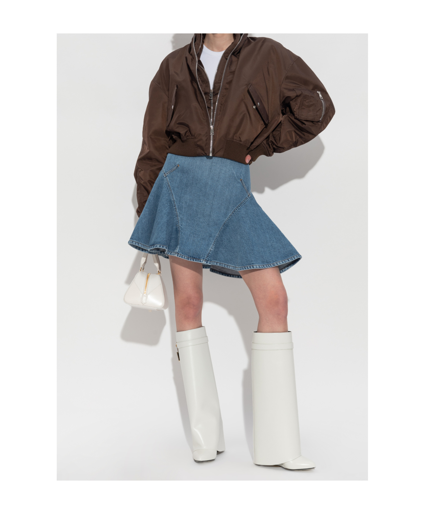 Givenchy Denim Flared Short A-line Skirt In Blue