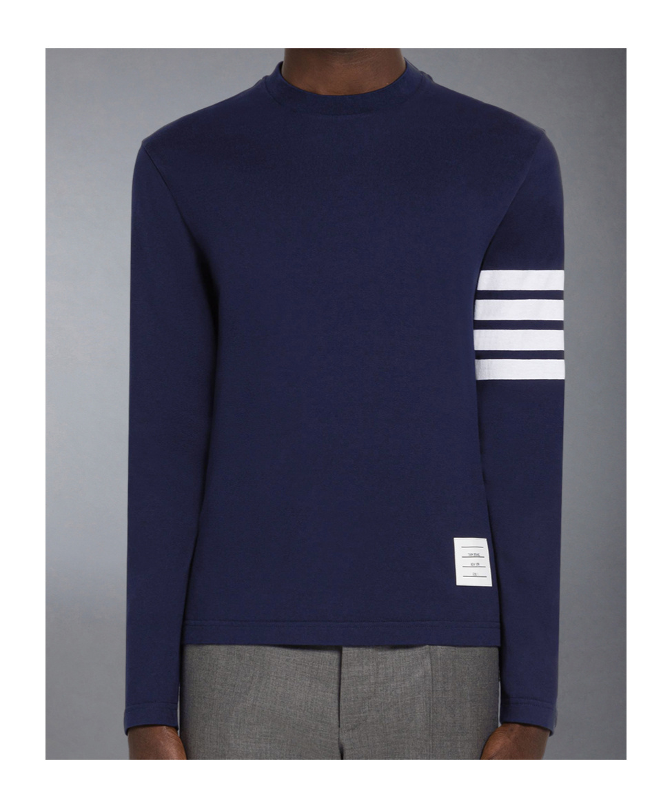 Shop Thom Browne 4-bar Long-sleeve T-shirt In Blue