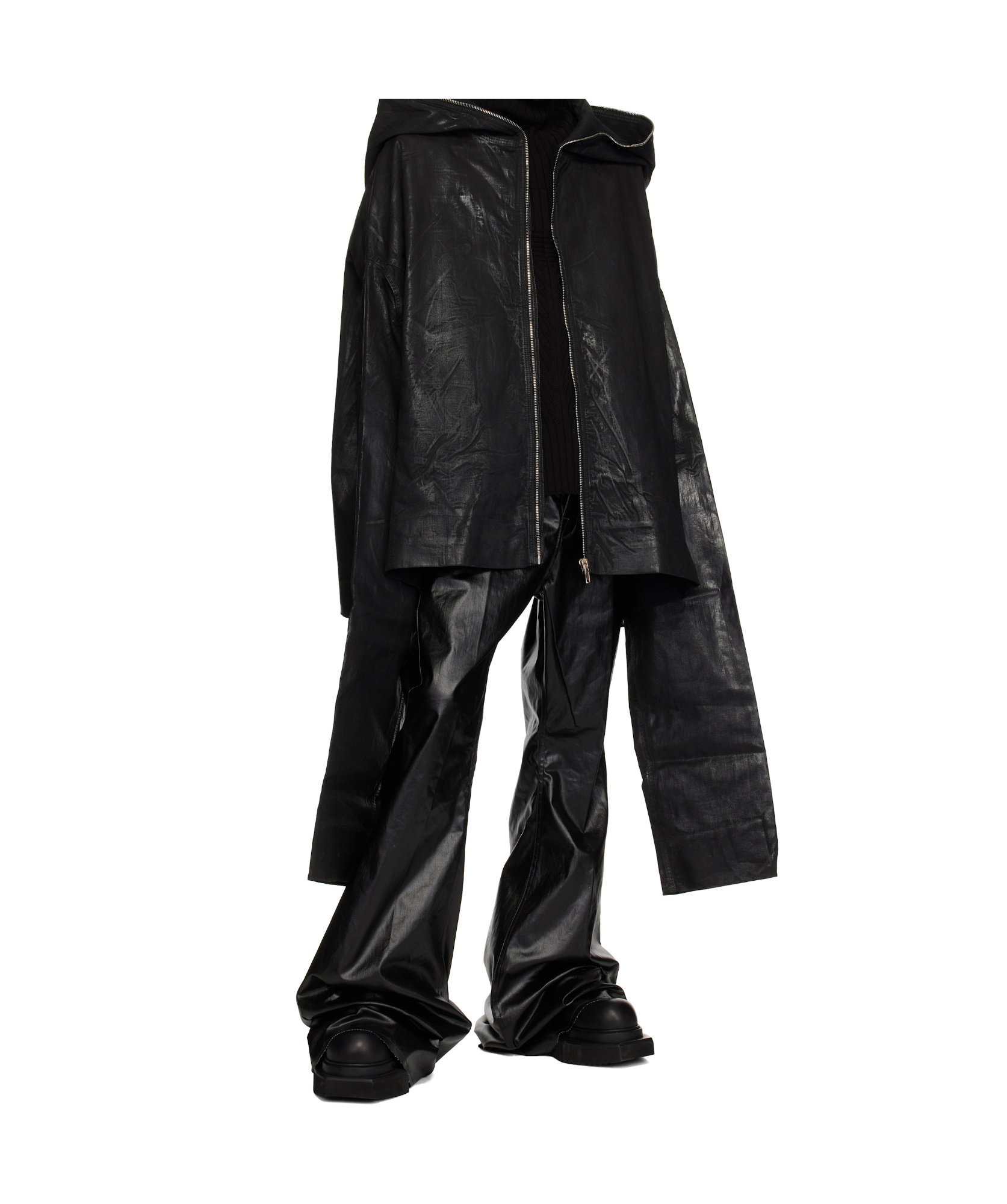 Rick Owens Drkshdw Black Hollywood Gimp Kaftan Denim Jacket In Black