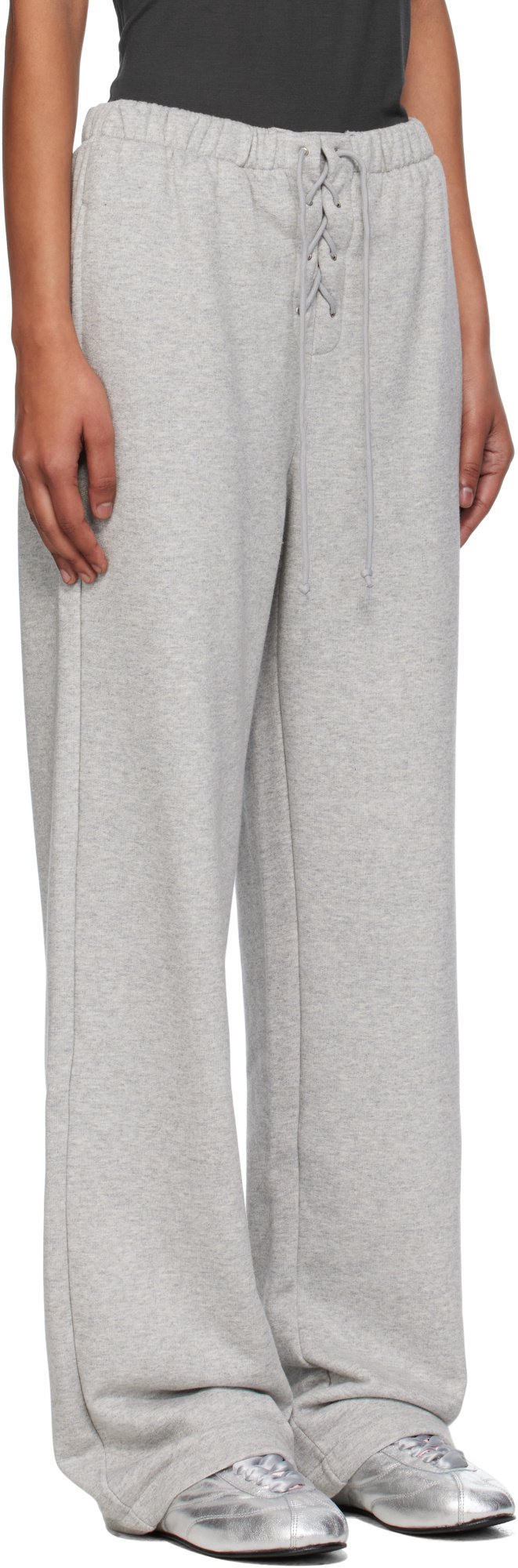 Open Yy Lace-up Sweatpants In Gray