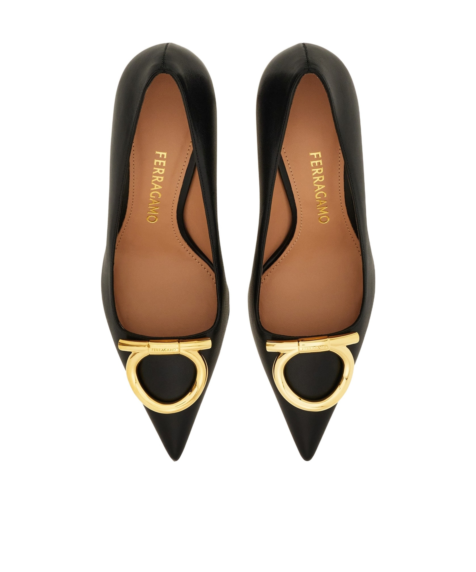 Ferragamo Escarpin Décolleté Maxi Gancini Noir Taille 41 In Black