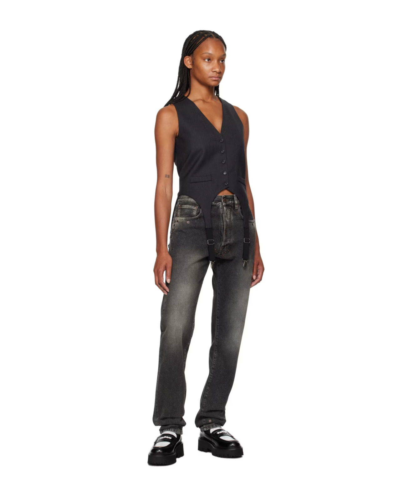 Moschino Gray Garter Vest In Black