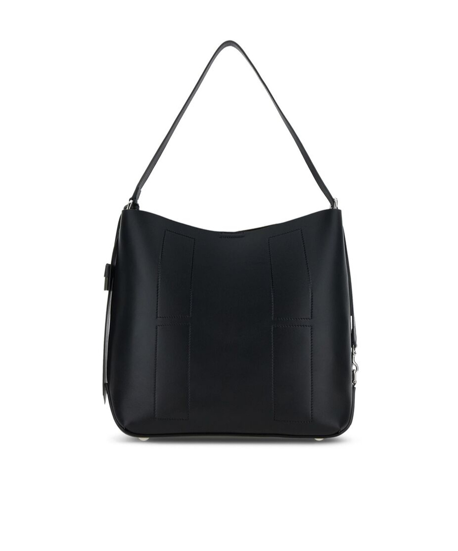 Hogan Medium Leather Shoulder Bag With Adjustable Strap In Black