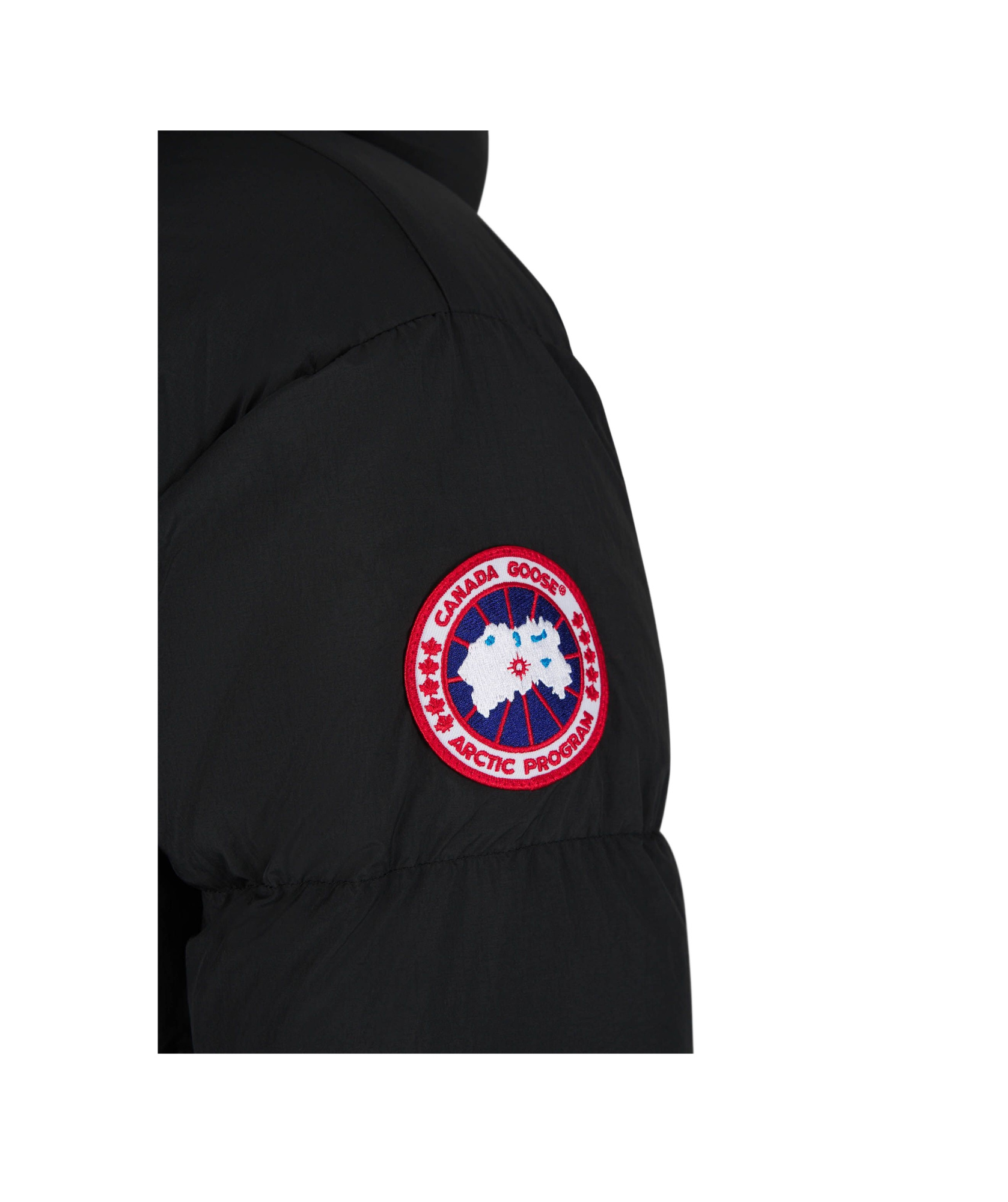 Canada Goose Lawrence Mid-thigh Length Down Jacket With Black Logo In Black