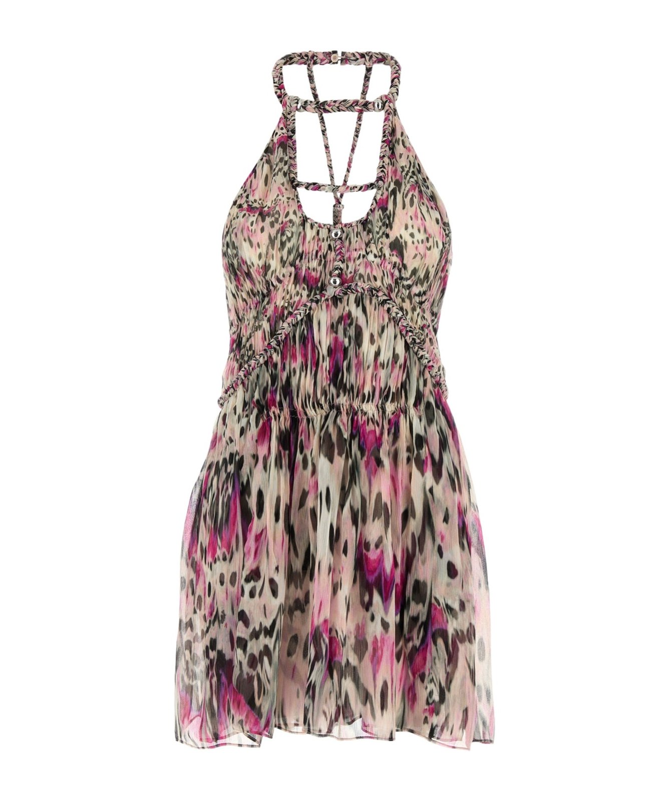 Isabel Marant Mini Abito Rozilda In Seta Stampata Donna In Multicolor