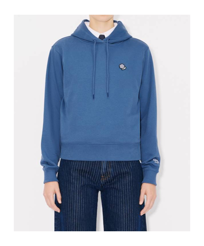 Kenzo Long-sleeved Hooded Hoodie In Blue