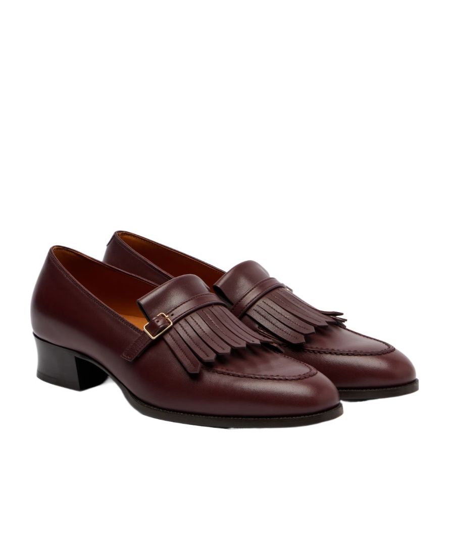 Loro Piana Pennan Fringed Leather Loafers In Burgundy