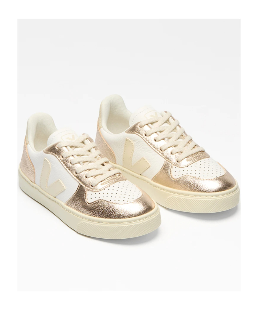 Veja Leather Metallic Sneakers In Brown
