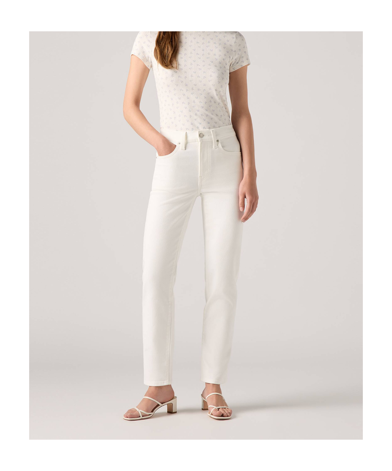 Levi's 724 High Rise Straight Jeans In Cloud Dancer Denim-white