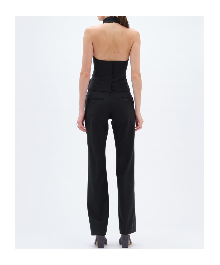 Remain Birger Christensen High-neck Button-fastening Top In Black