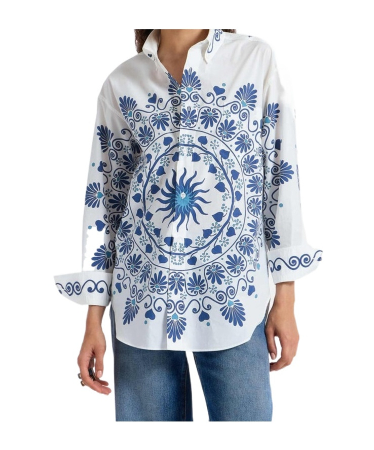 La Doublej La Double J Woman Shirt White Size M Cotton In Blue