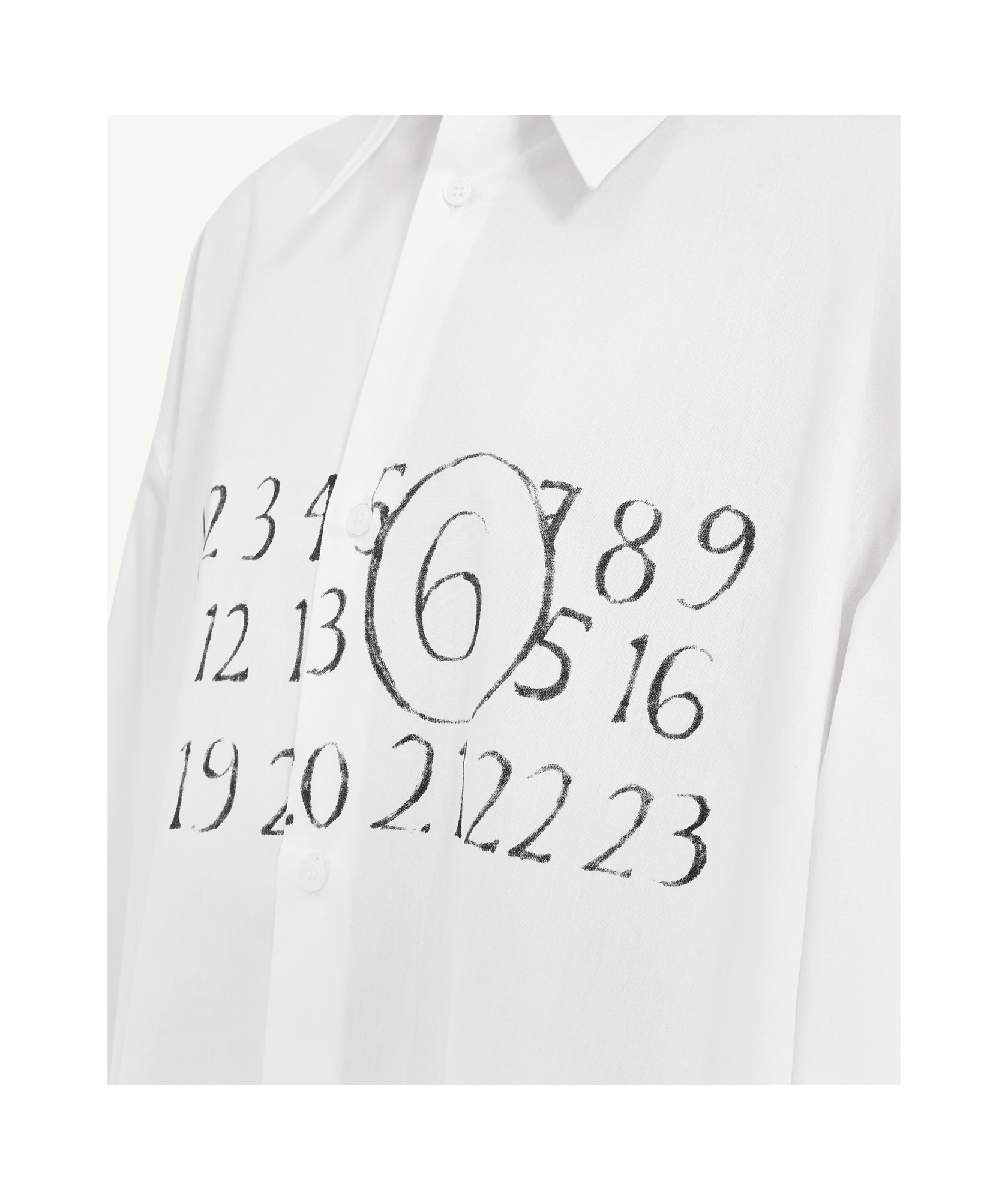 Mm6 Maison Margiela Signature Numbers Motif Shirt Dress In White