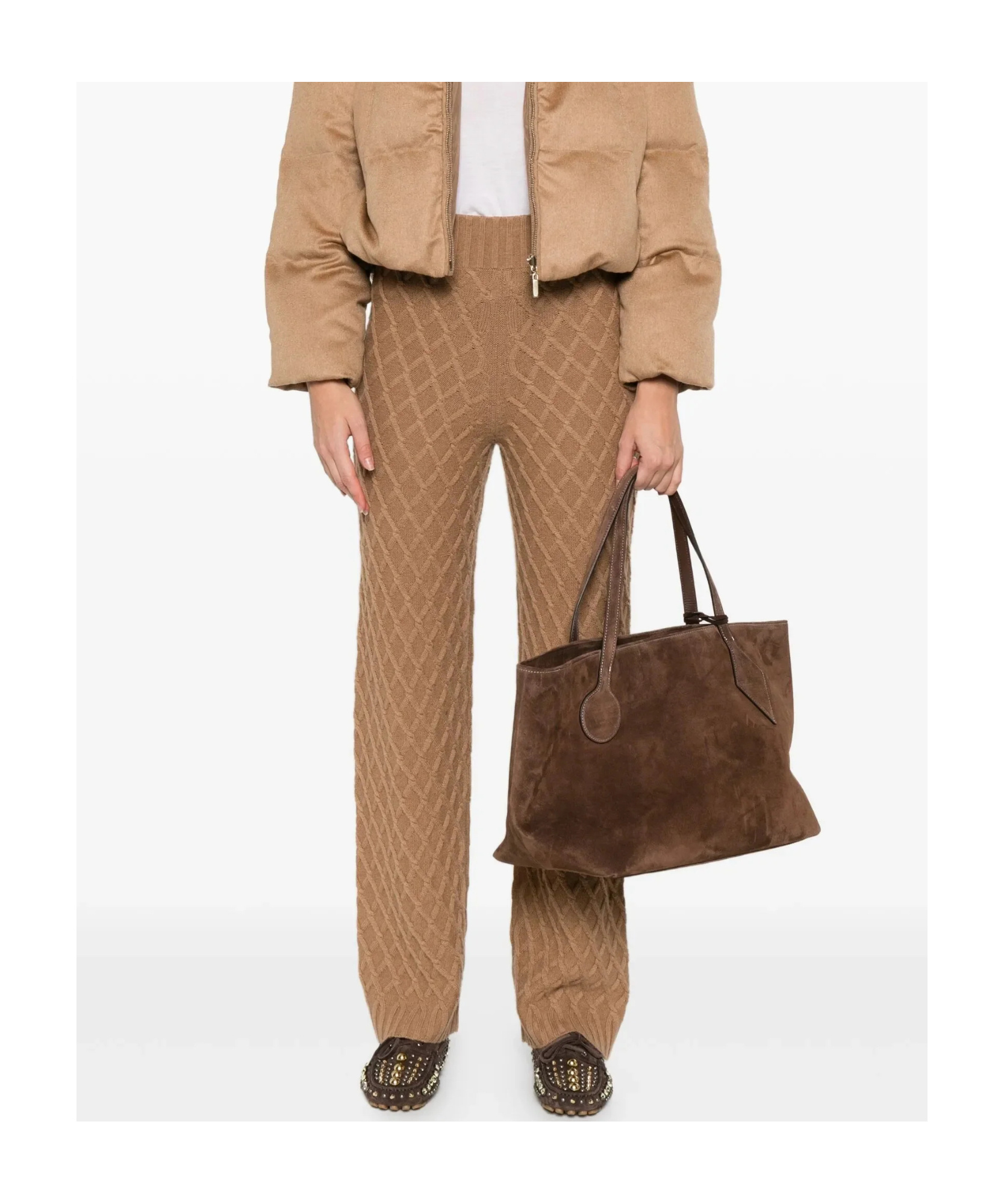 Max Mara Ribbed Casual Pants In Brown