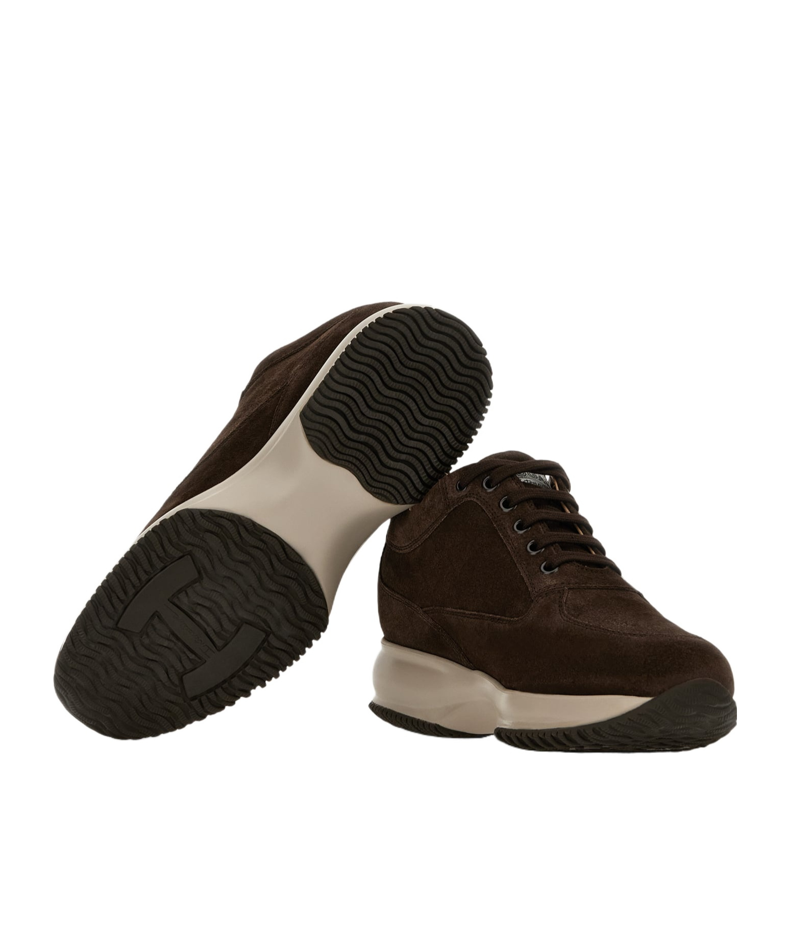 Hogan Interactive Suede Sneakers With Rhinestones Shoes In Brown