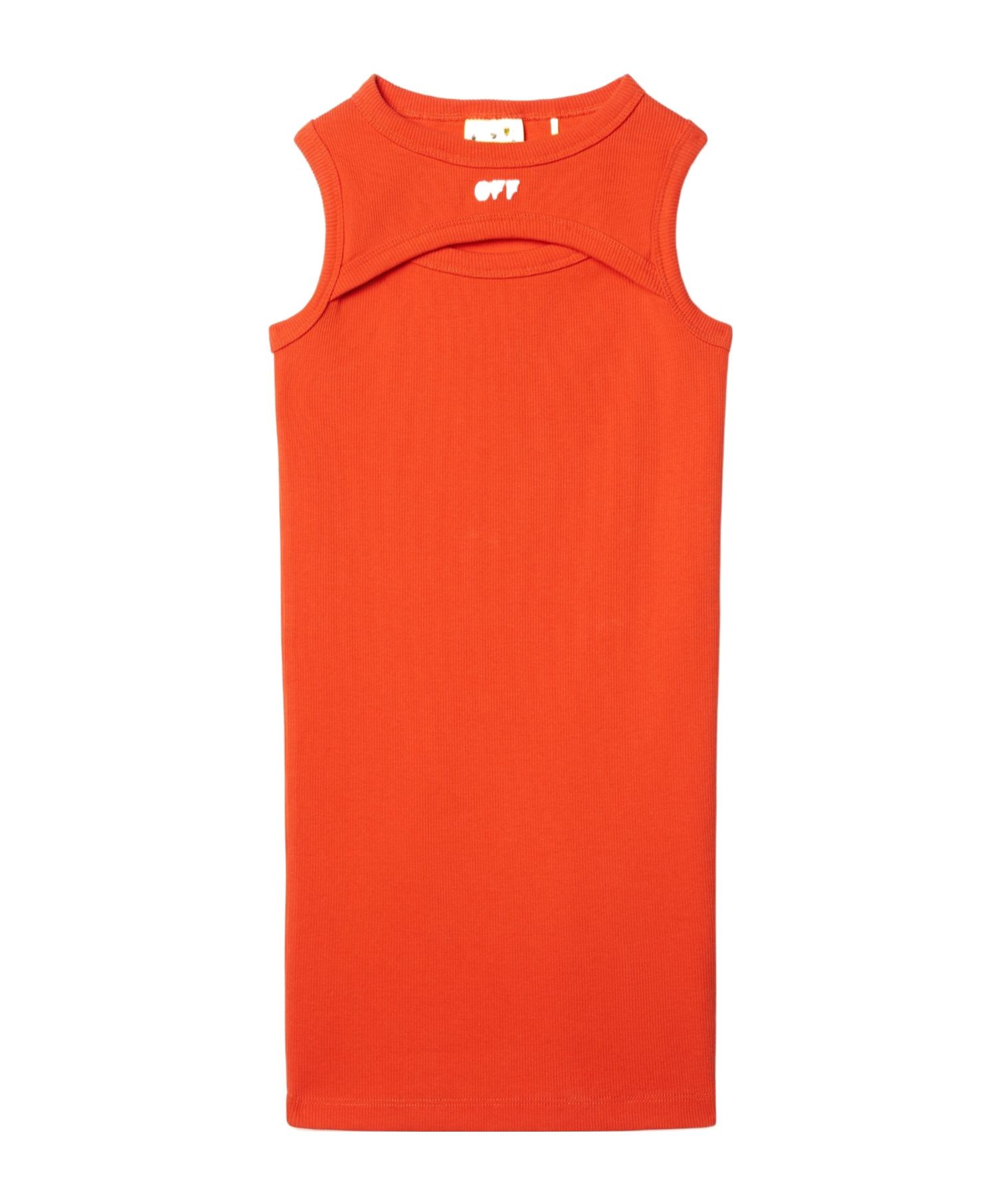 Off-white Stamp Ribbed Dress In Orange
