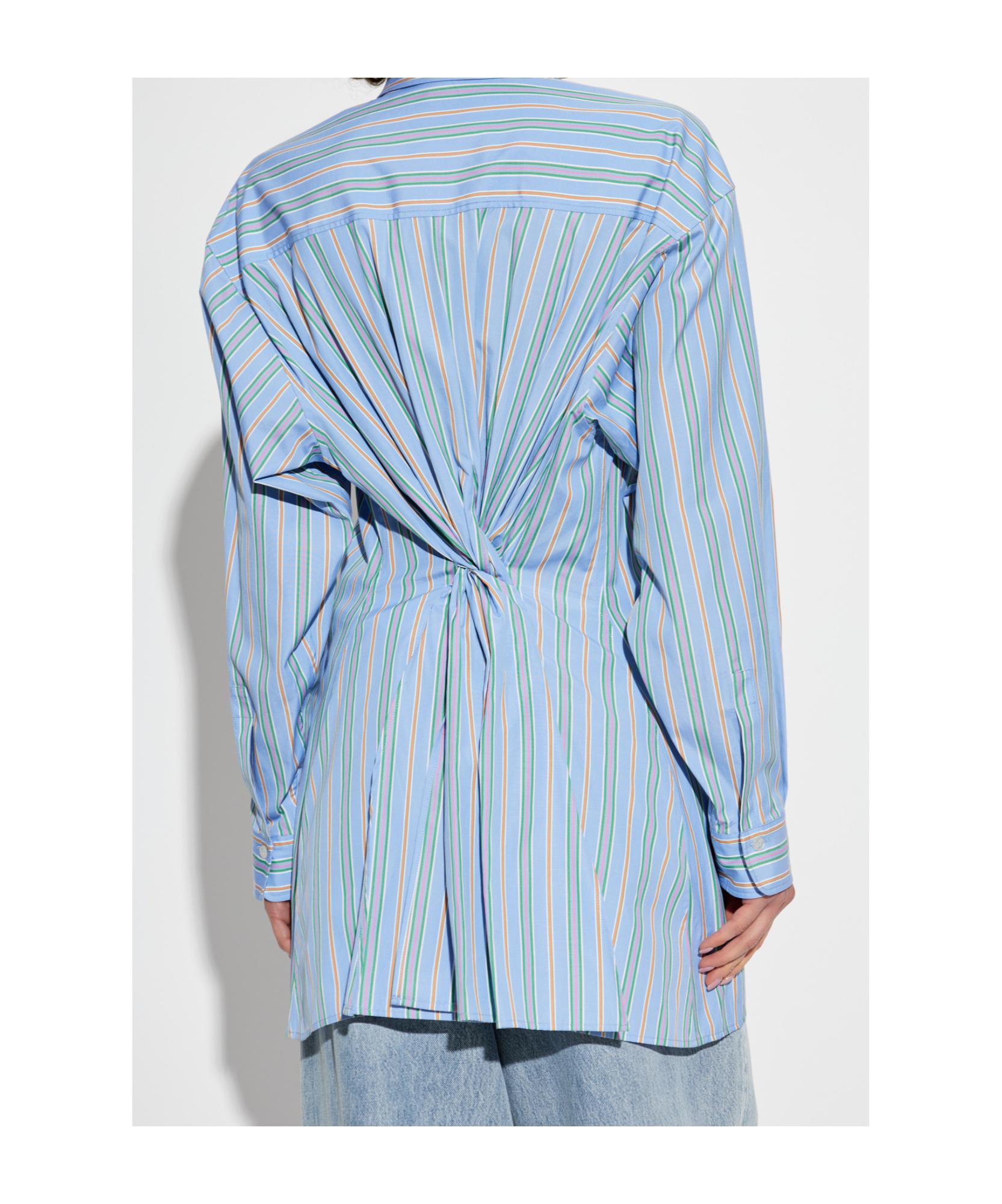 Etro Knotted Button-up Striped Shirt In Blue