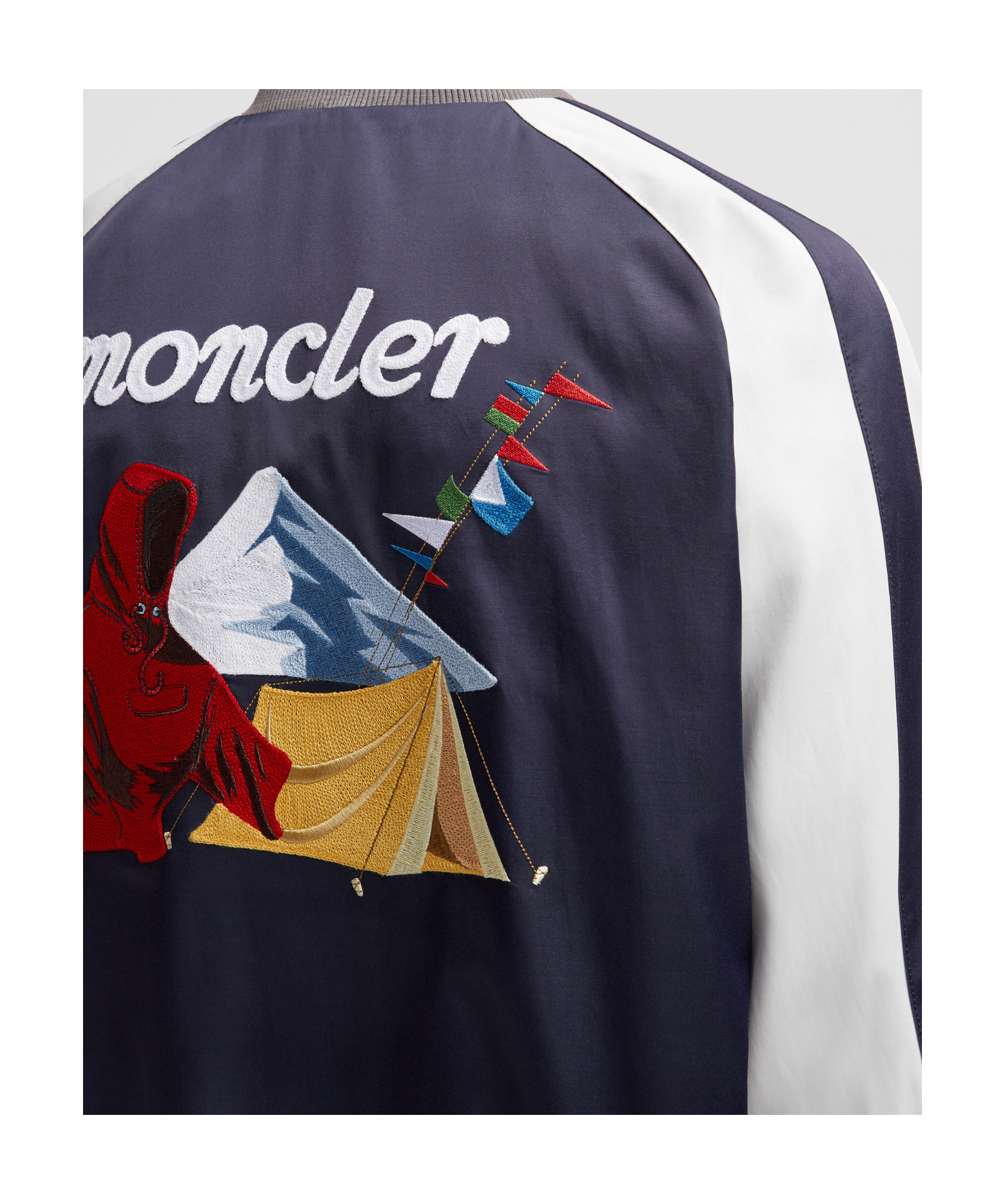 Moncler X Mercedes-benz By Nigo Satet Reversible Satin Bomber In White