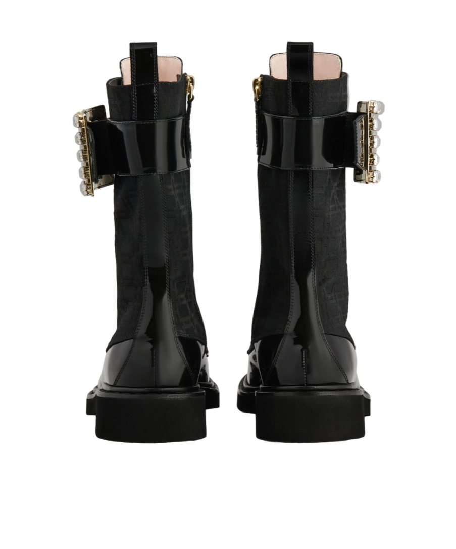 Shop Roger Vivier Viv Rangers Logo Short Boots In Black