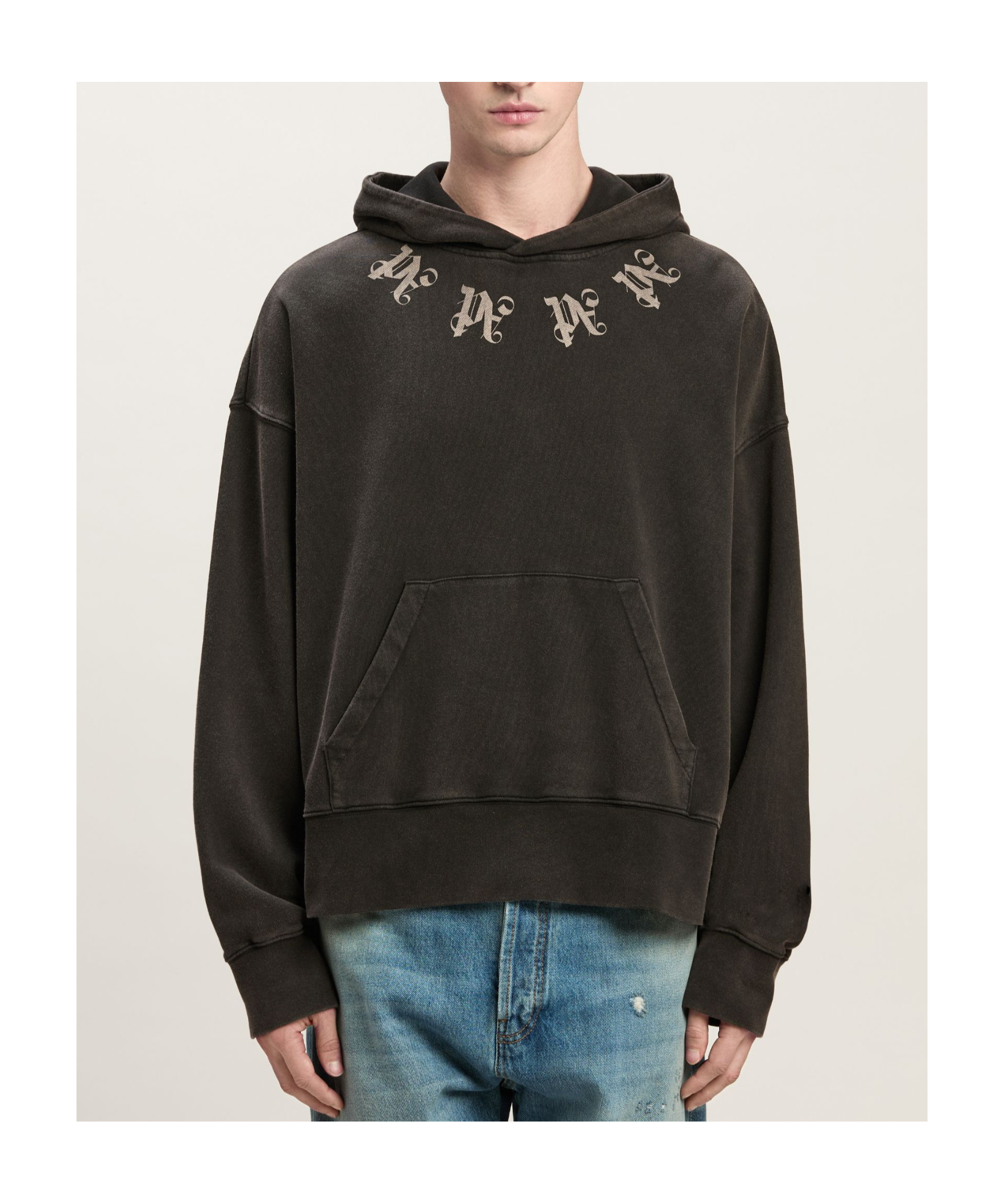 Palm Angels Statement Monogram Hooded Sweatshirt In Black