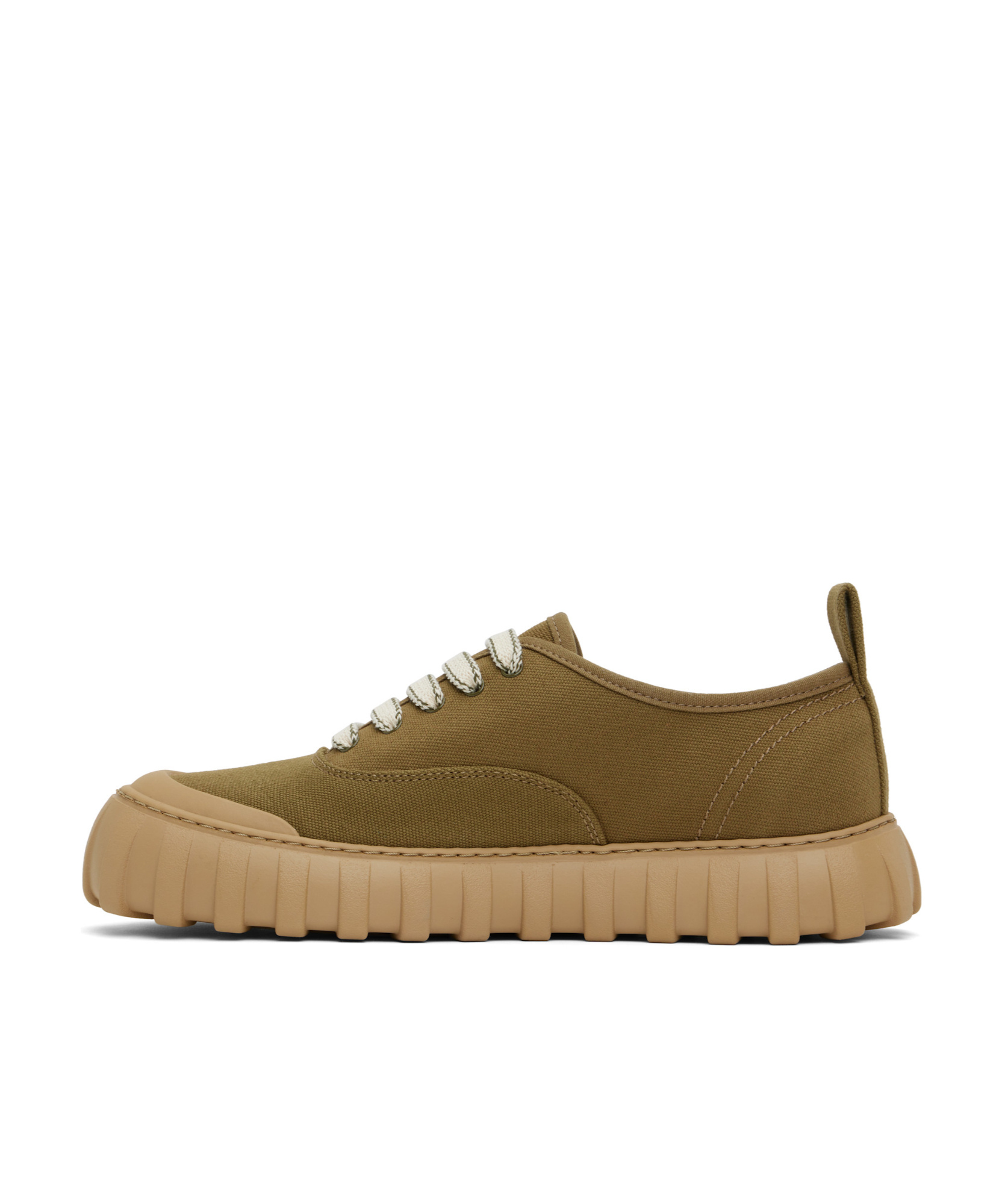 Ami Alexandre Mattiussi Khaki Cotton Low Top Tempo Canvas Sneakers In Green