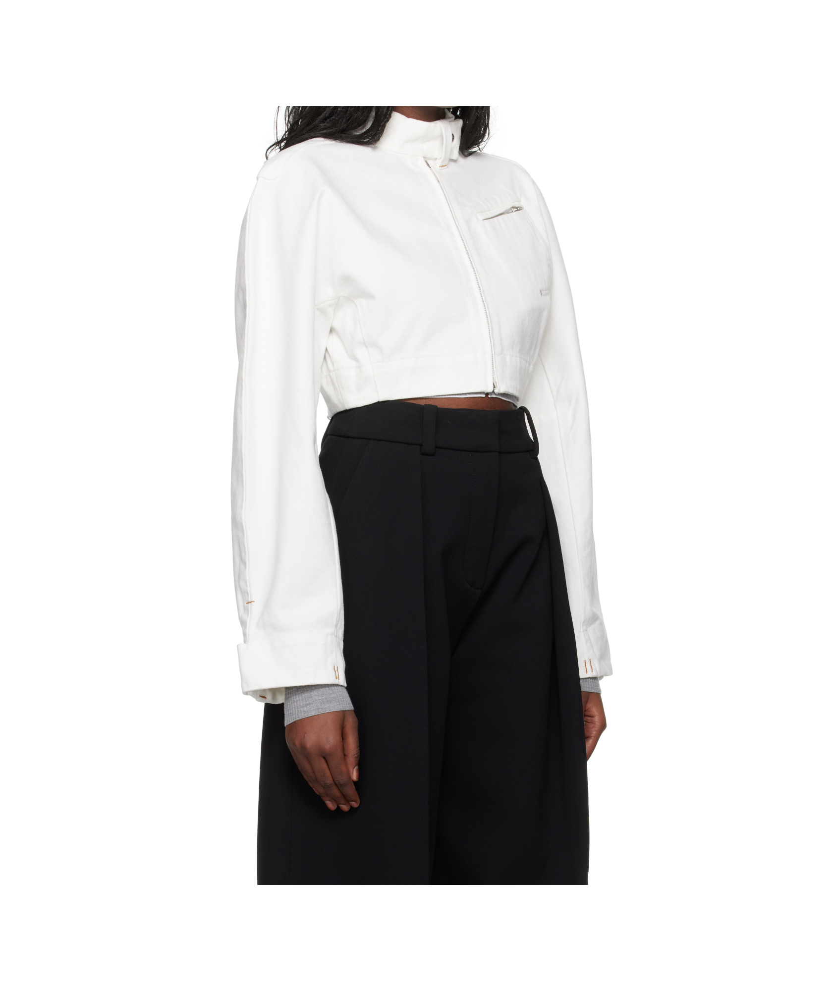 Jacquemus Long-sleeved Denim Jacket In White