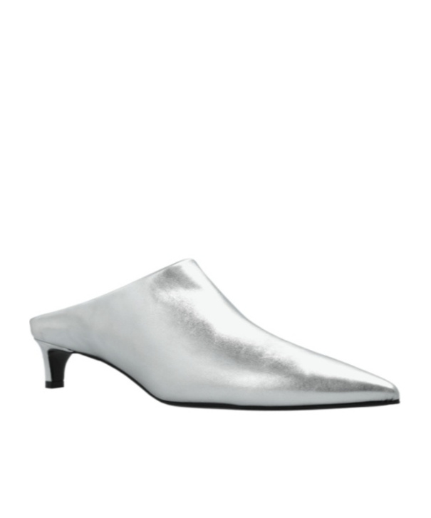 Jil Sander Pointed High Heel Mules In Silver