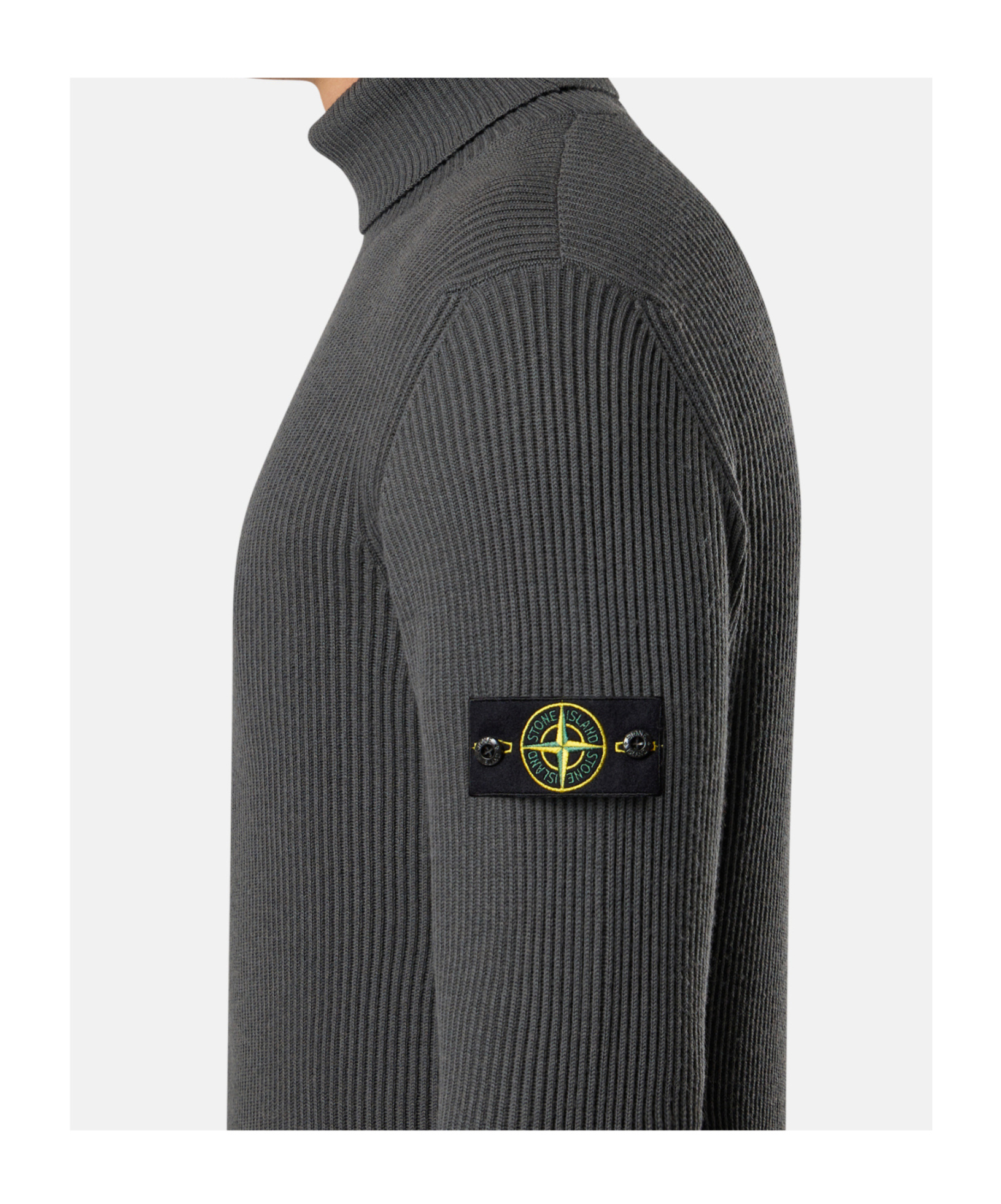 Stone Island Virgin Wool Turtleneck Sweater With Long Sleeves In Gray
