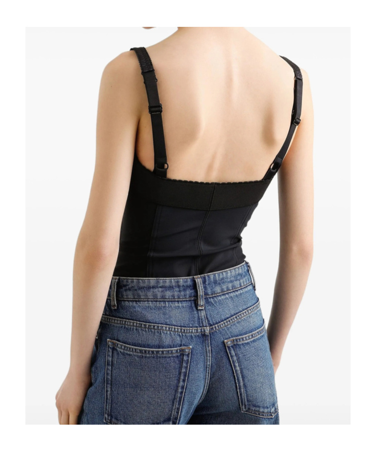 Dolce & Gabbana Satin Buttoned Fitted Top In Black