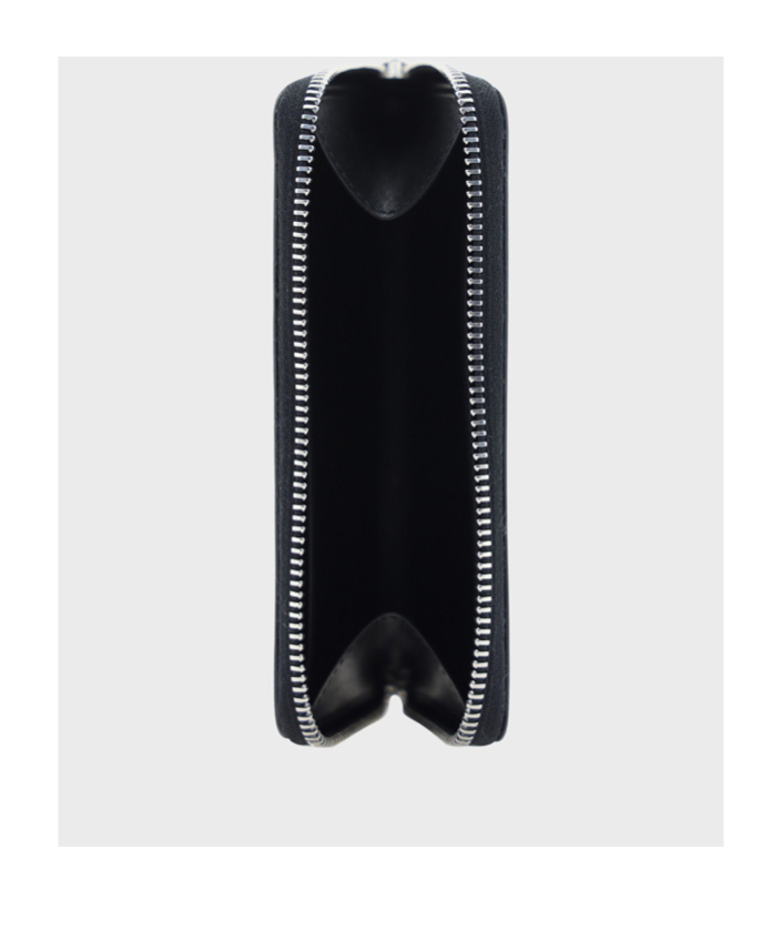 Mm6 Maison Margiela Logo Embossed Zip-around Wallet In Black