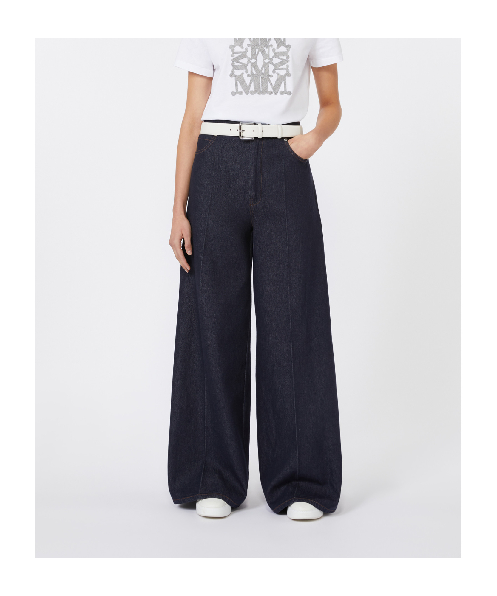 Max Mara Wide-leg Denim Trousers Five Pockets In Blue