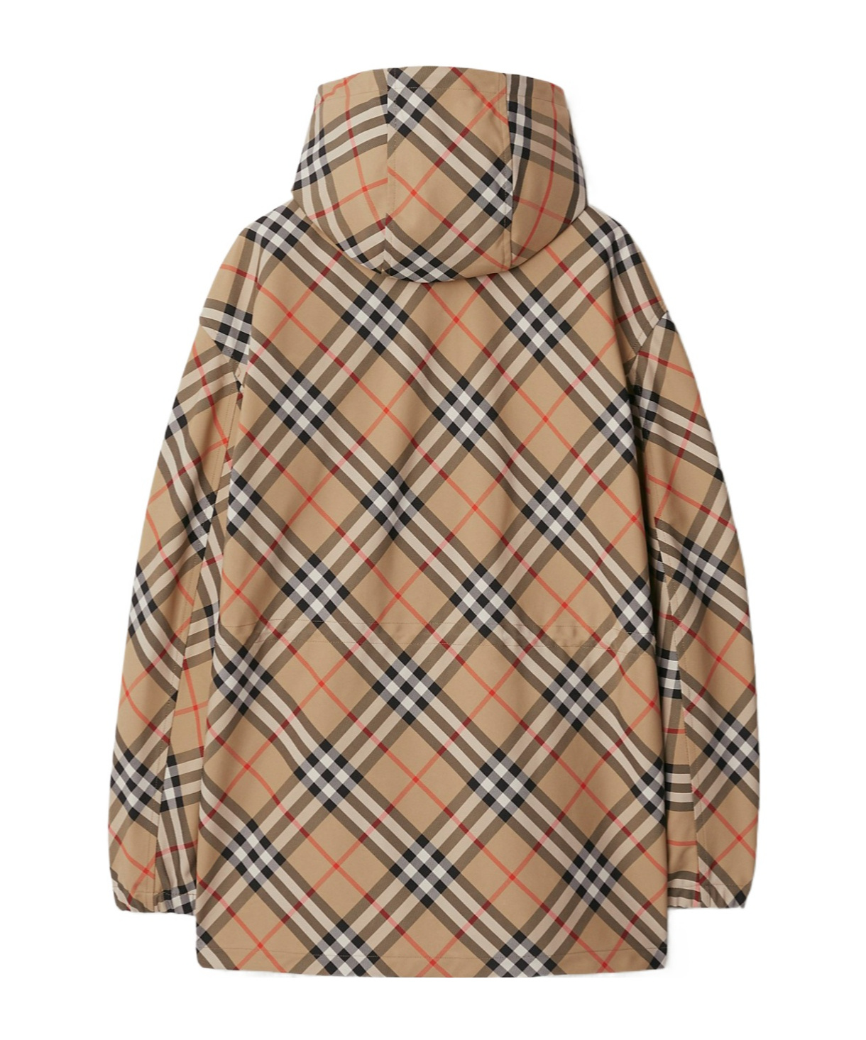 Burberry Waisted Check Hooded Jacket In Nude
