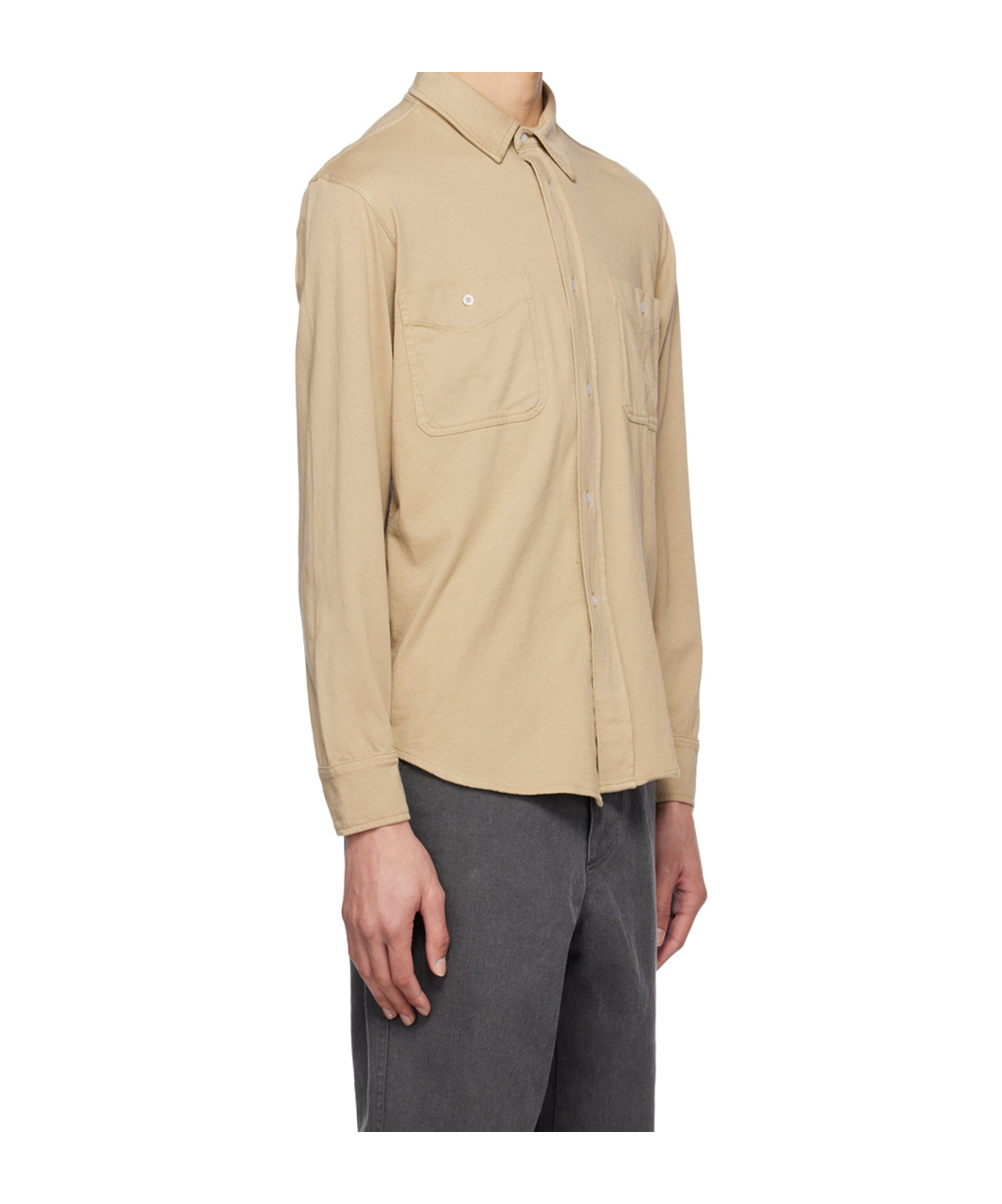 Officine Generale Button-down Long-sleeved Shirt In Brown