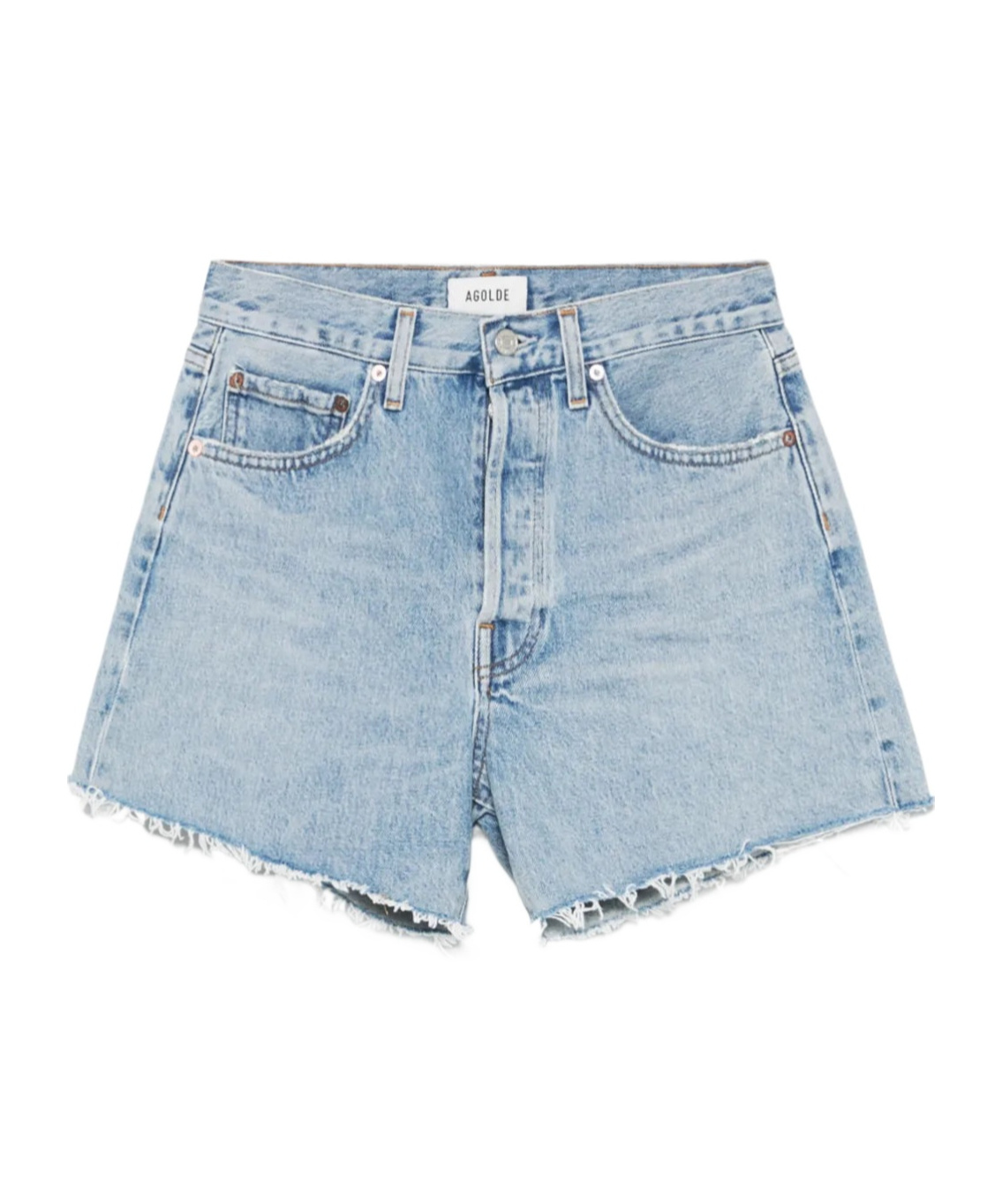 Agolde Five-pocket Denim Shorts In Blue