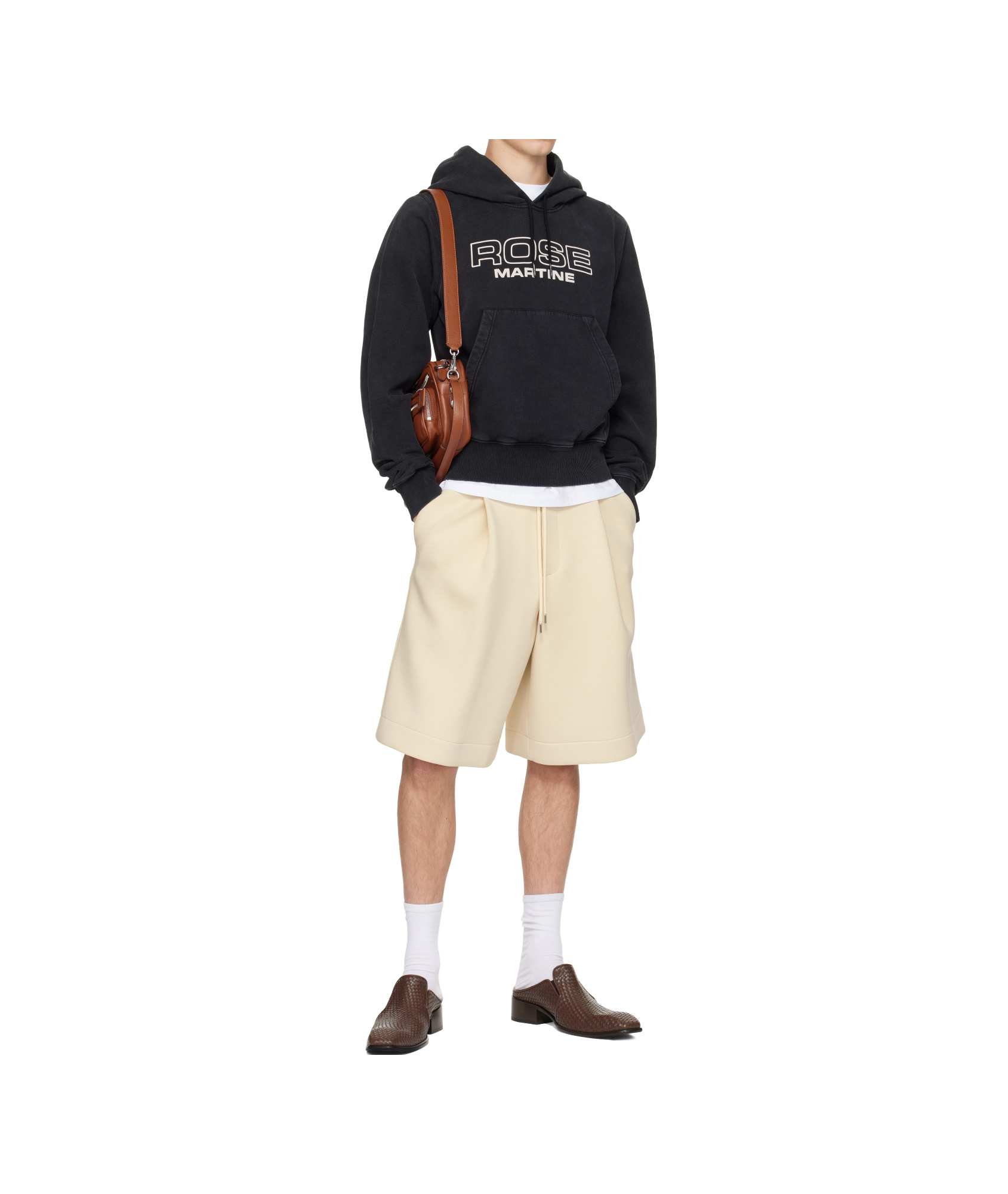 Martine Rose Black Shrunken Hoodie In Black