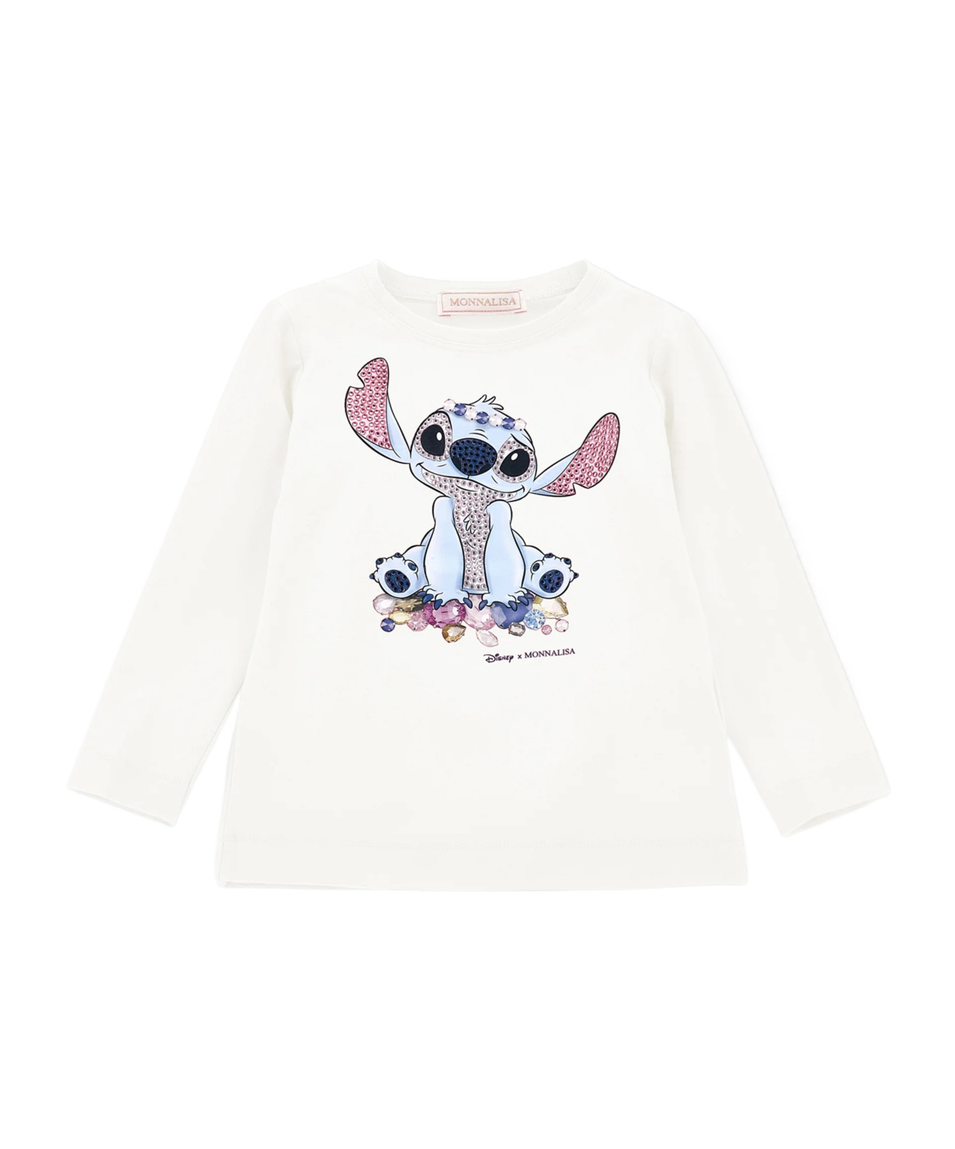 Monnalisa White T-shirt For Girl With Stitch Print