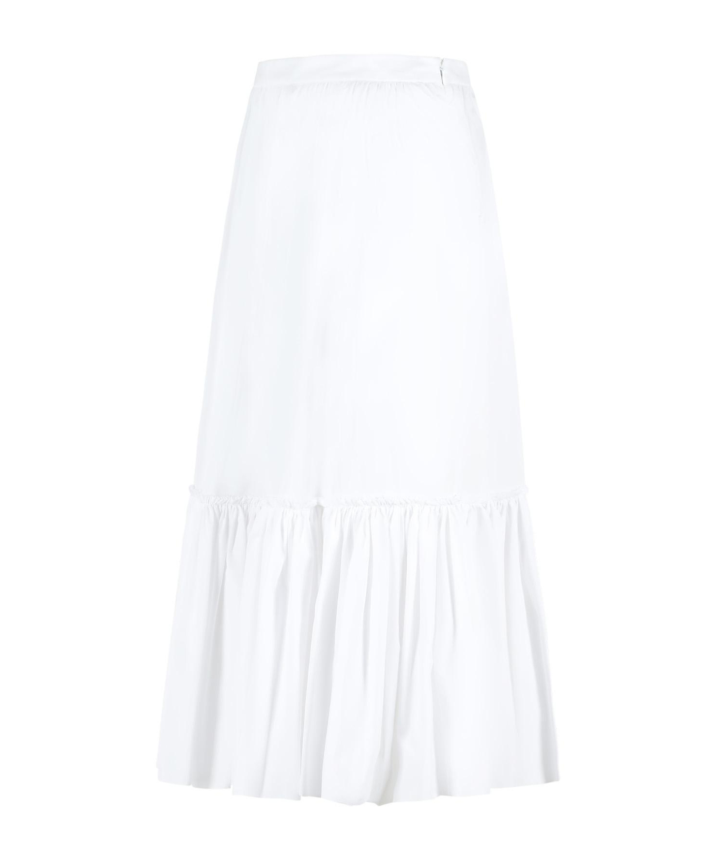 Jil Sander Pleated Poplin Skirt In White