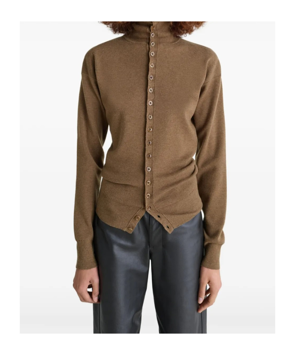 Lemaire Turtleneck Buttoned Cardigan In Brown