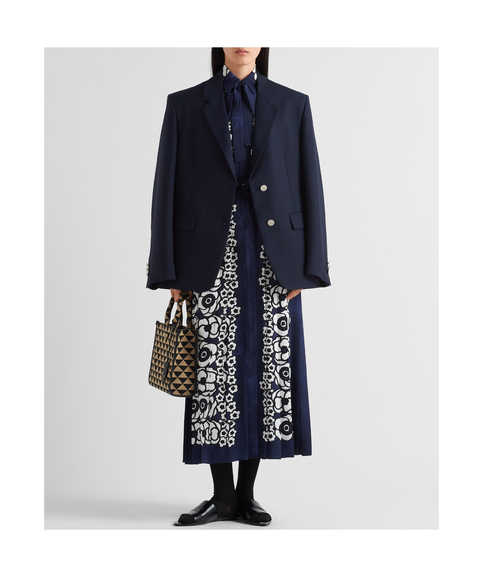 Prada Single Breasted Long-sleeved Blazer In Blue