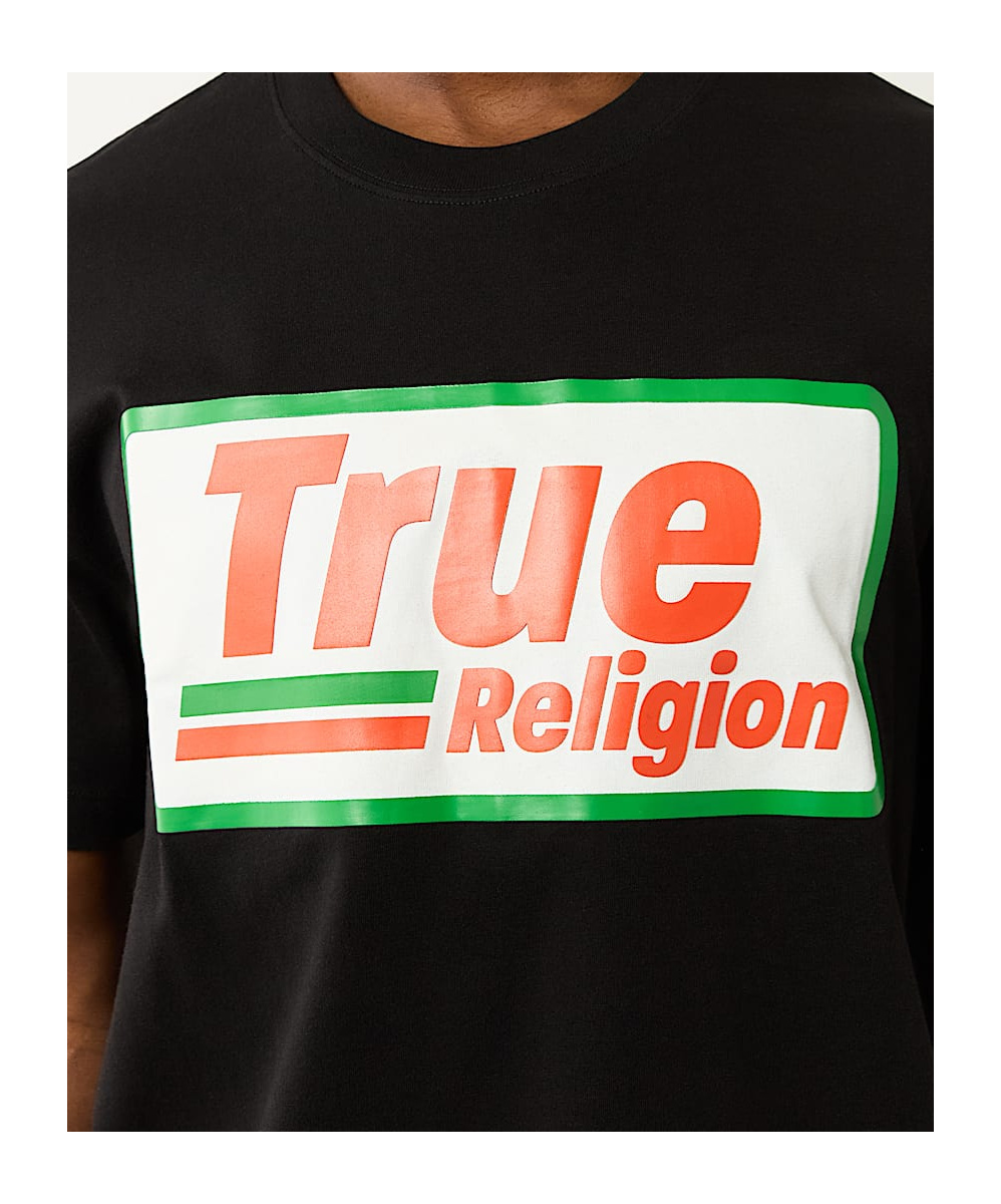 True Religion High Density Logo Tee In Black