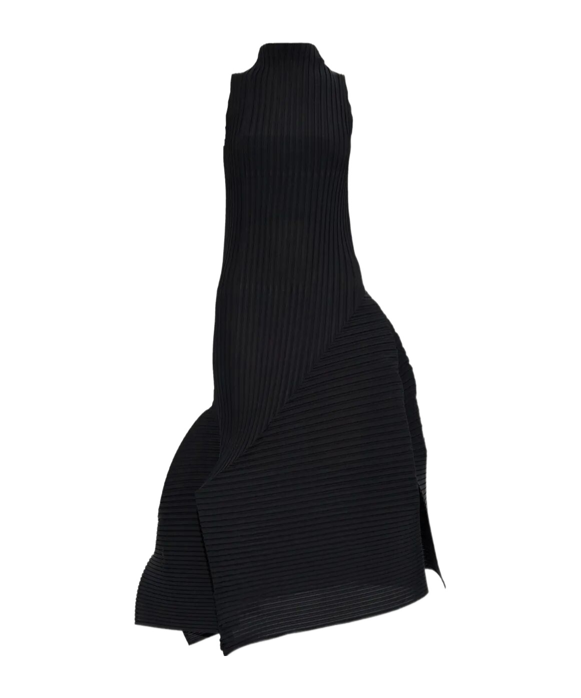 Issey Miyake Pleated High-neck Dress In Black