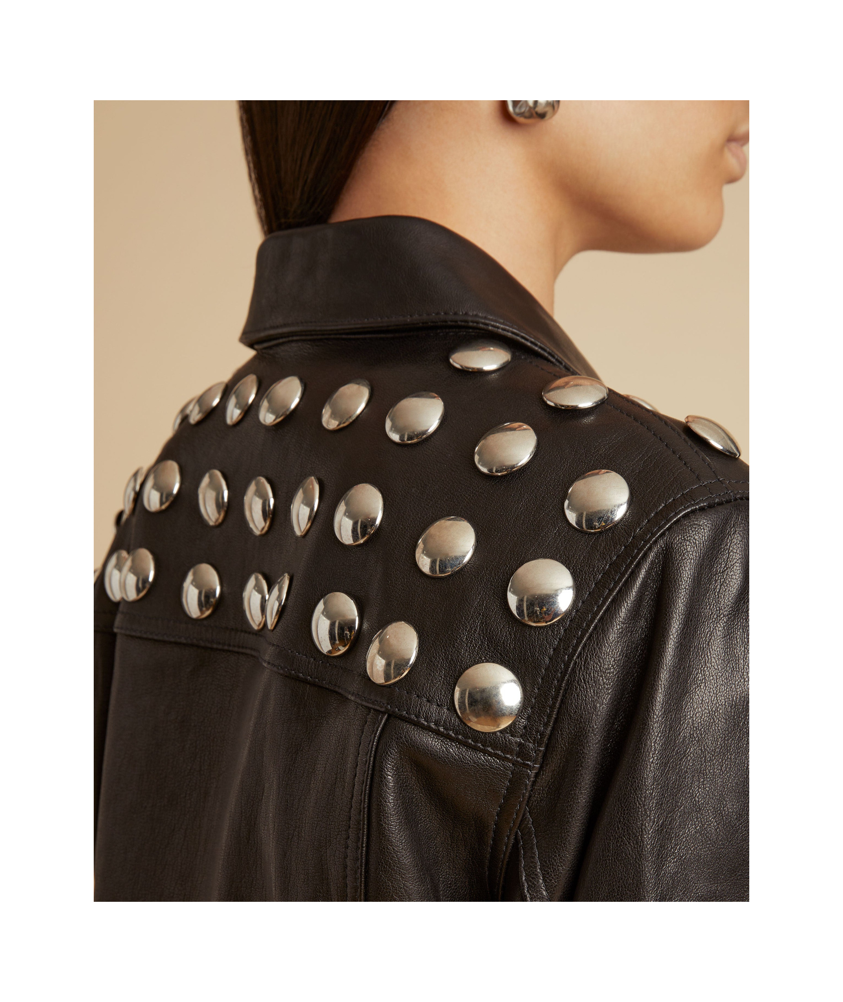 Khaite Rivet Leather Jacket In Brown